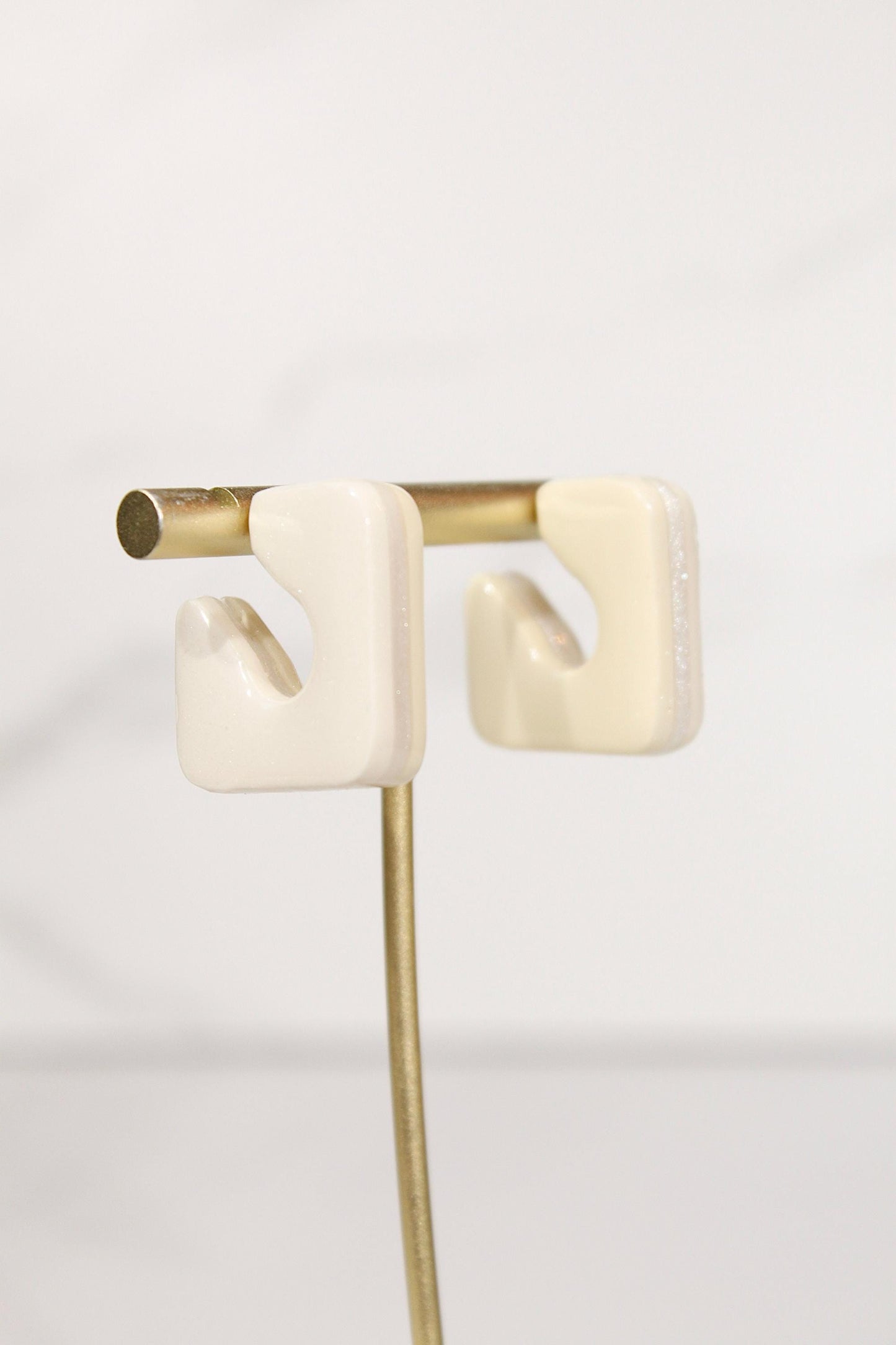 Color Block Hoop Earrings – Vanilla | Handmade Polymer Clay Statement Earrings (Copy)