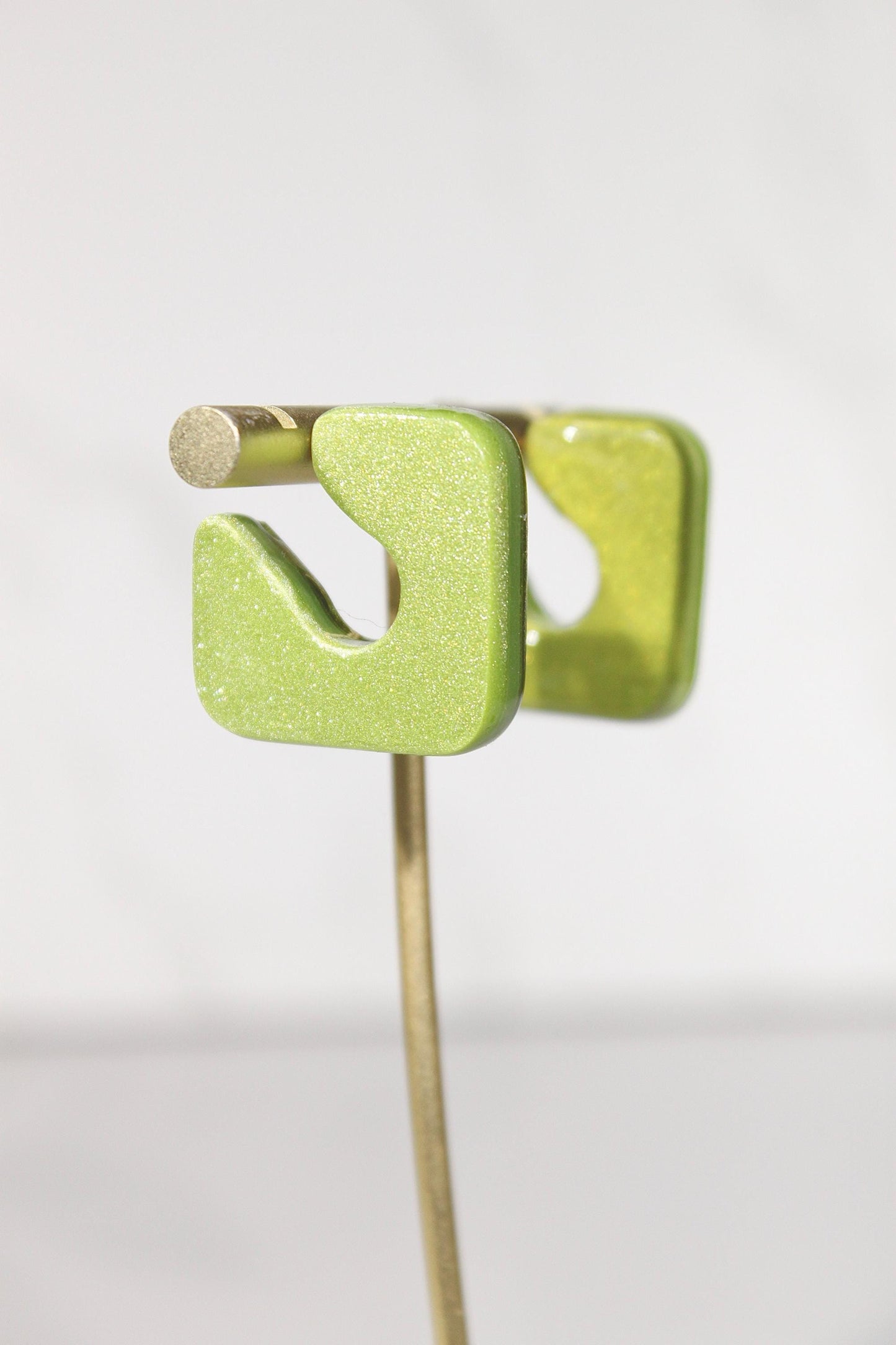 Color Block Hoop Earrings – Olive | Handmade Polymer Clay Statement Earrings
