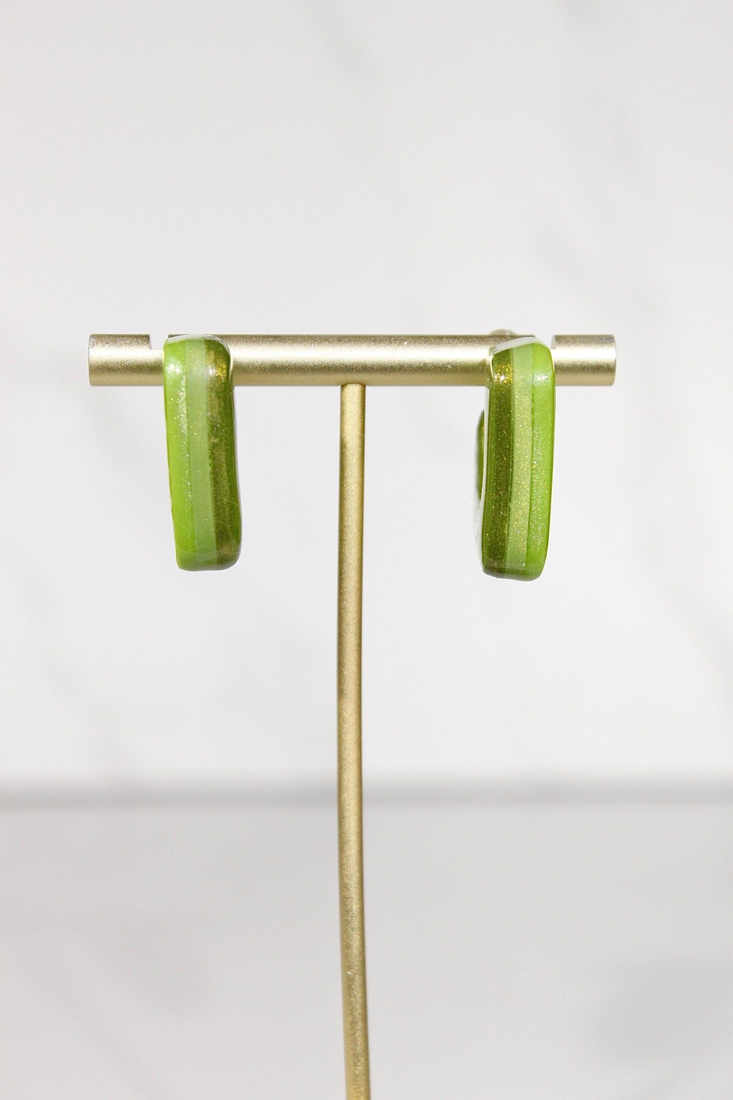 Color Block Hoop Earrings – Olive | Handmade Polymer Clay Statement Earrings