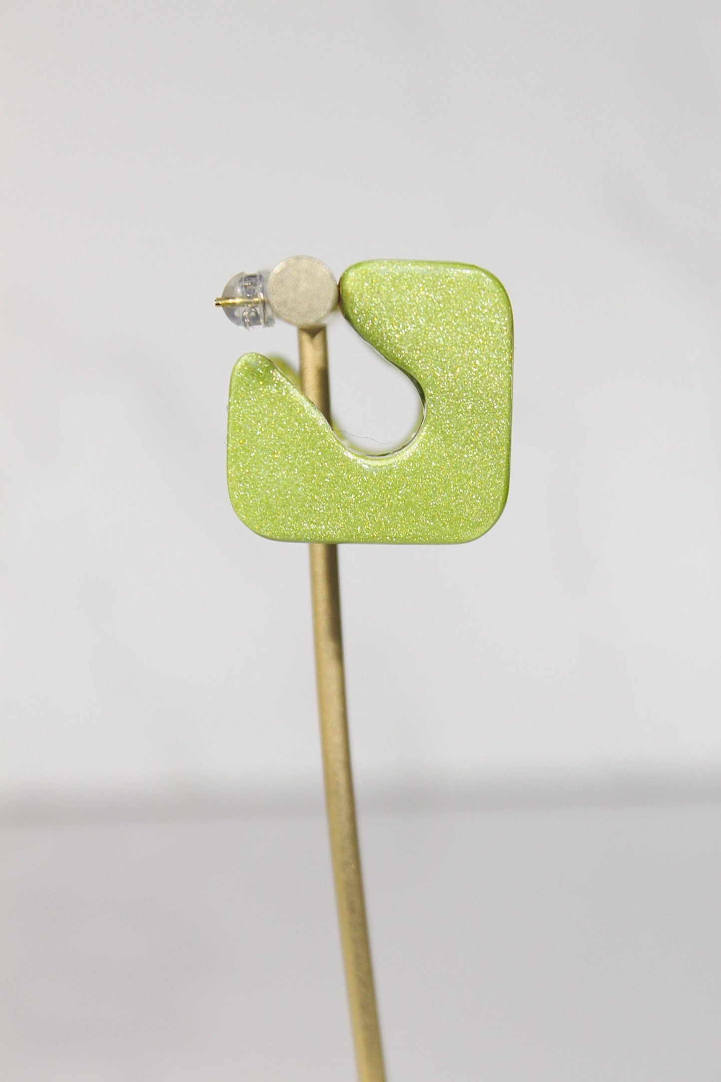 Color Block Hoop Earrings – Olive | Handmade Polymer Clay Statement Earrings