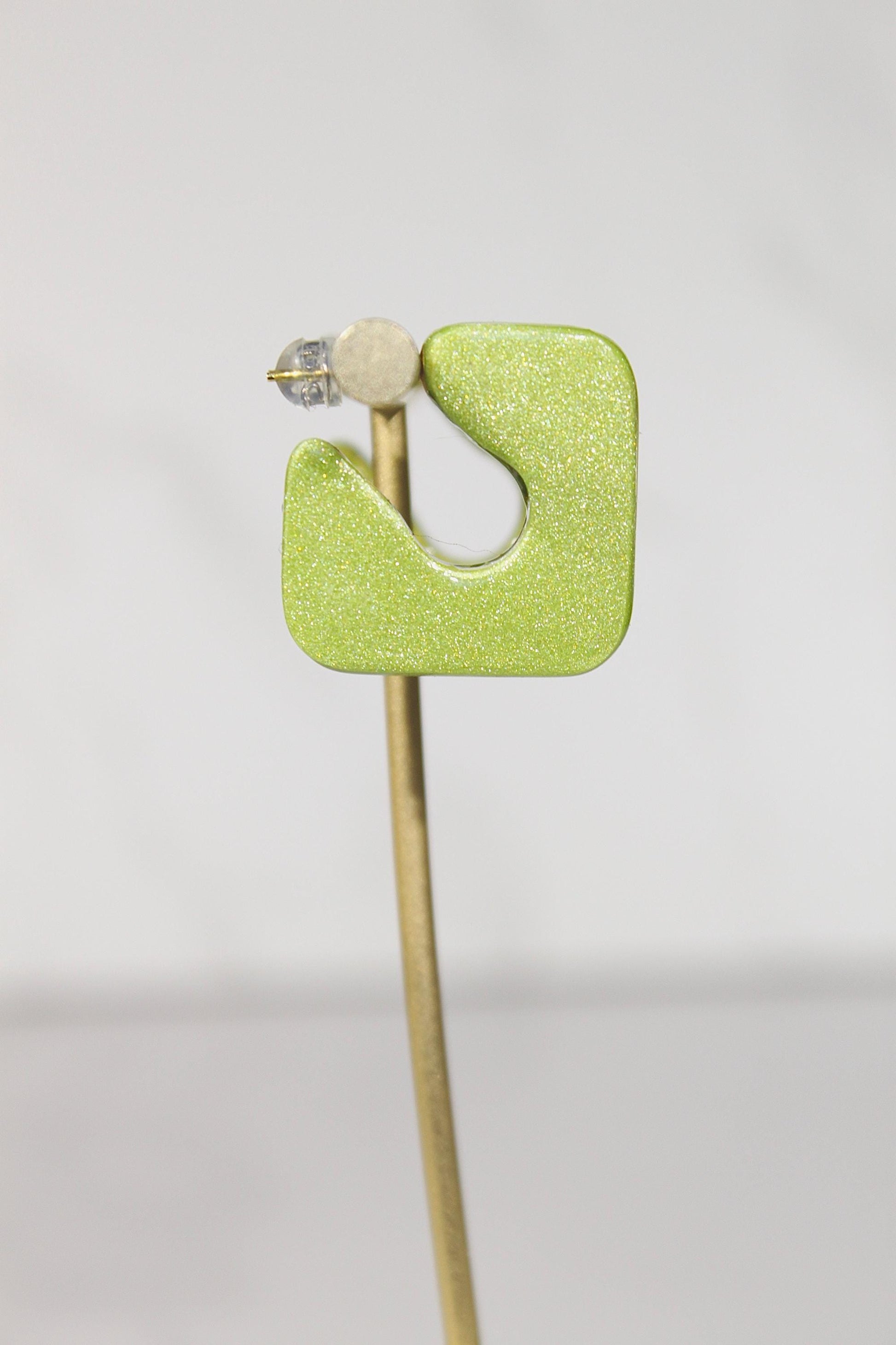 Color Block Hoop Earrings – Olive | Handmade Polymer Clay Statement Earrings