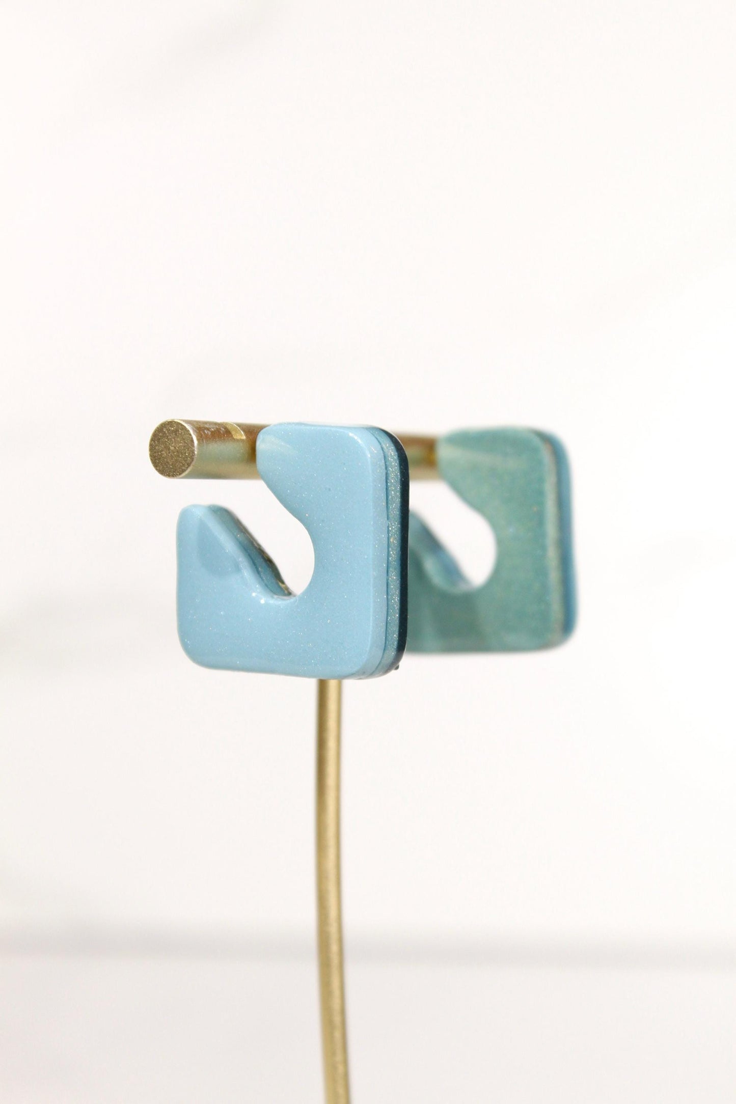 Color Block Hoop Earrings – Turquoise | Handmade Polymer Clay Statement Hoops