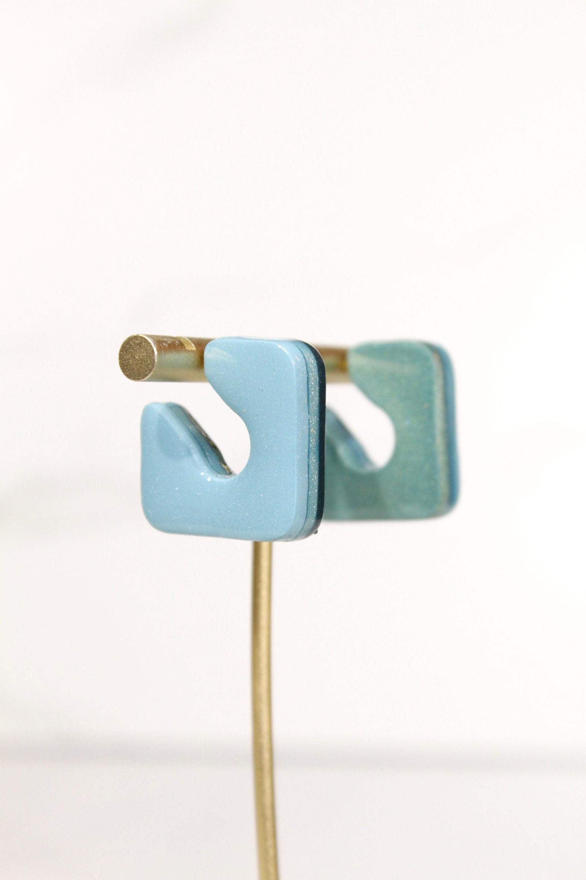 Color Block Hoop Earrings – Turquoise | Handmade Polymer Clay Statement Hoops