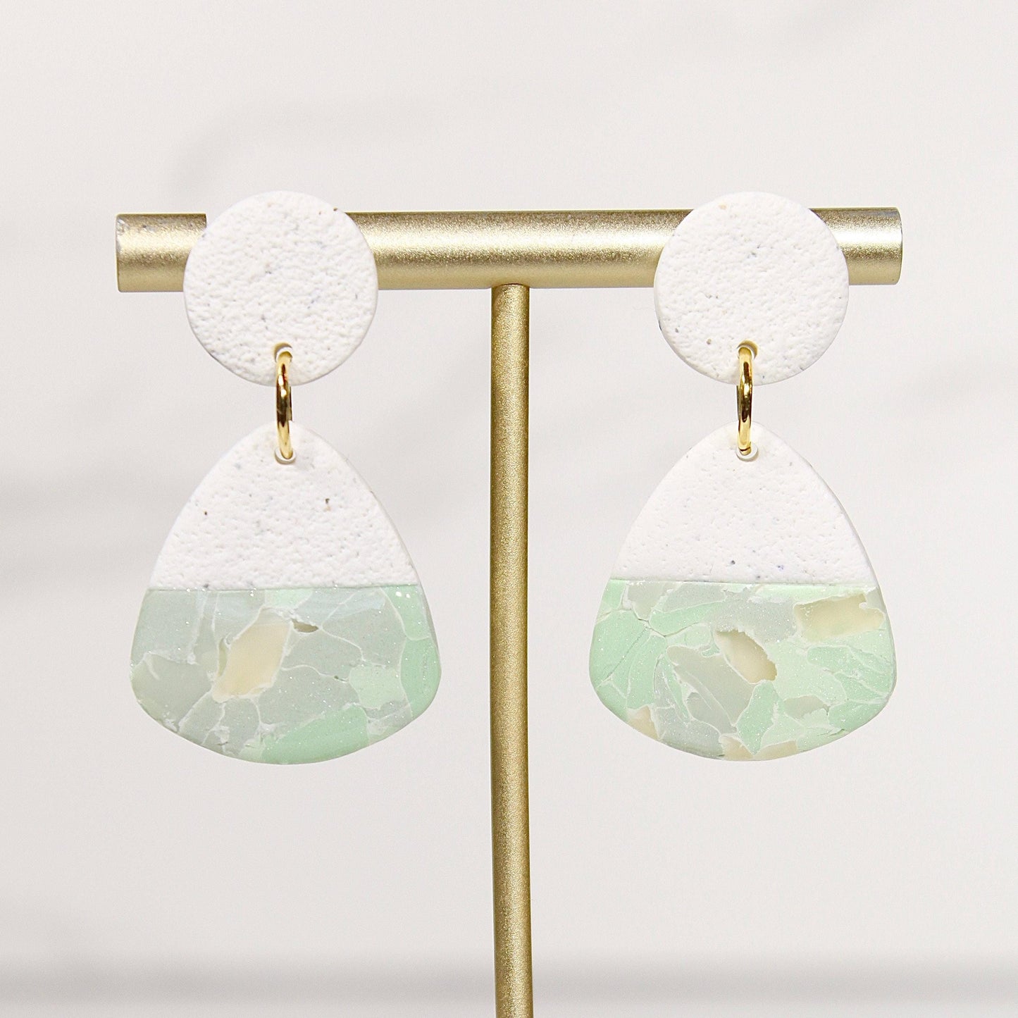 Sorbet Marble Sage Statement Earrings | Handmade Polymer Clay Earrings