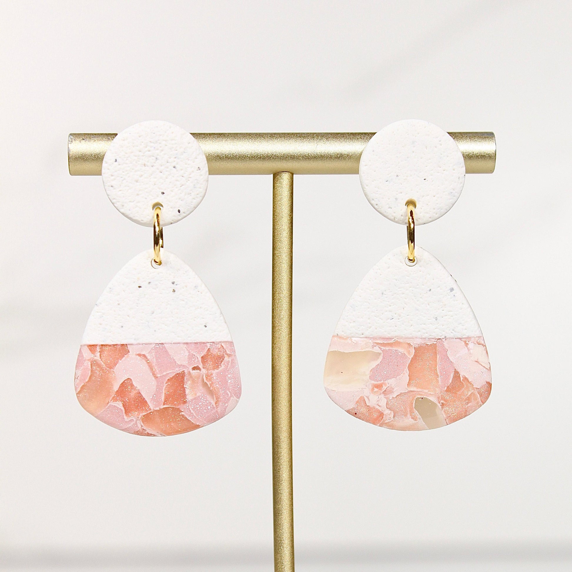 Sorbet Marble Blush Statement Earrings | Handmade Polymer Clay Earrings