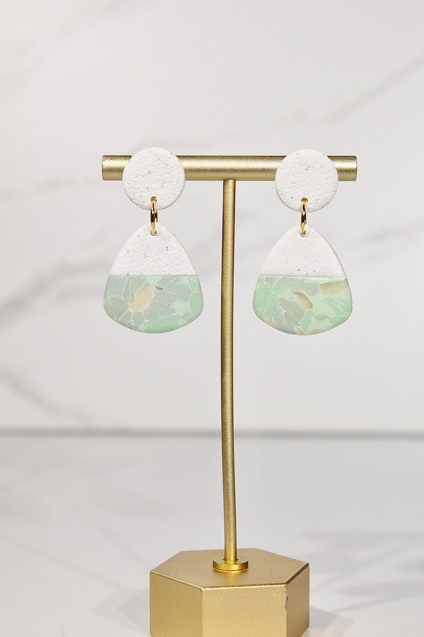 Sorbet Marble Sage Statement Earrings | Handmade Polymer Clay Earrings