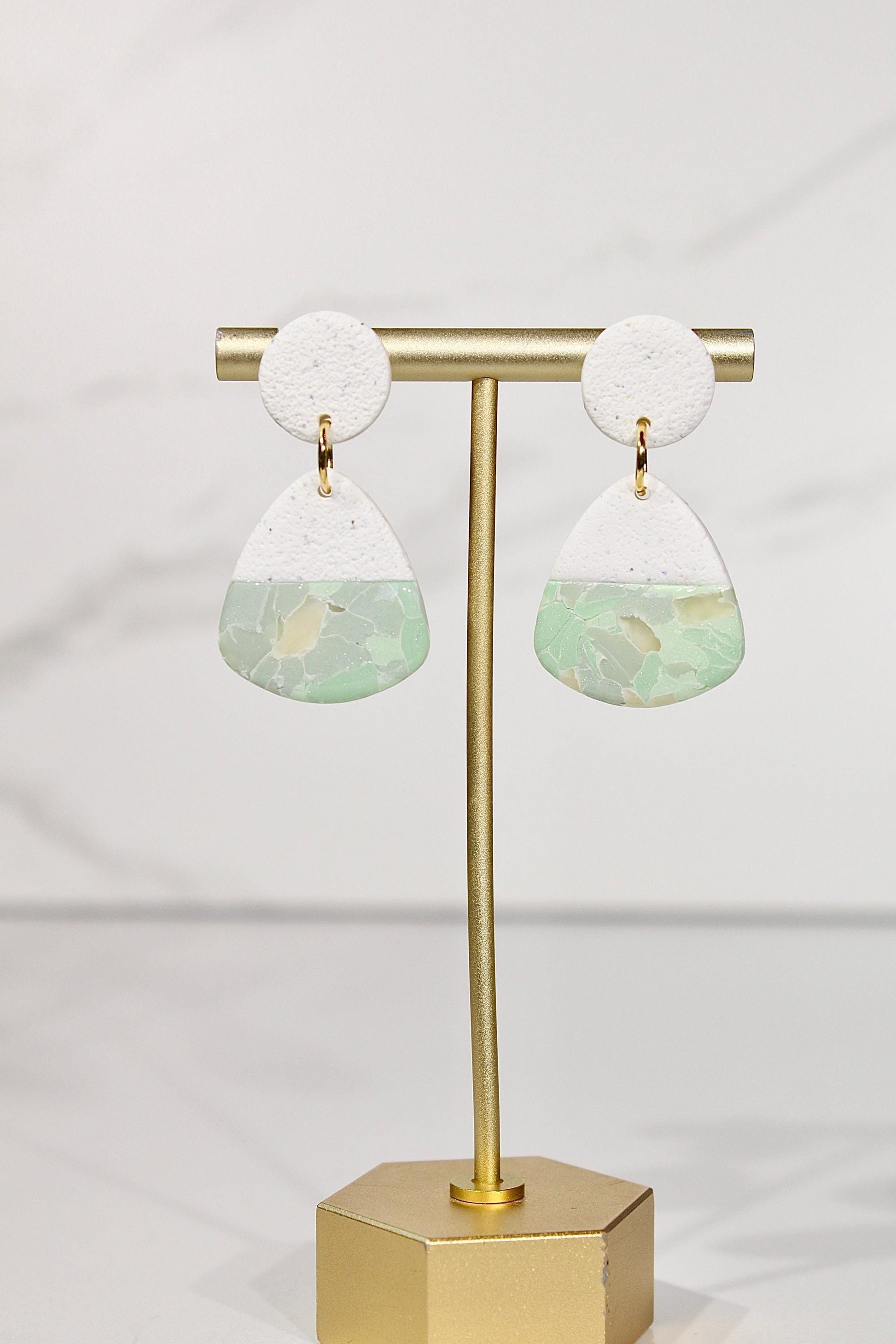 Sorbet Marble Sage Statement Earrings | Handmade Polymer Clay Earrings