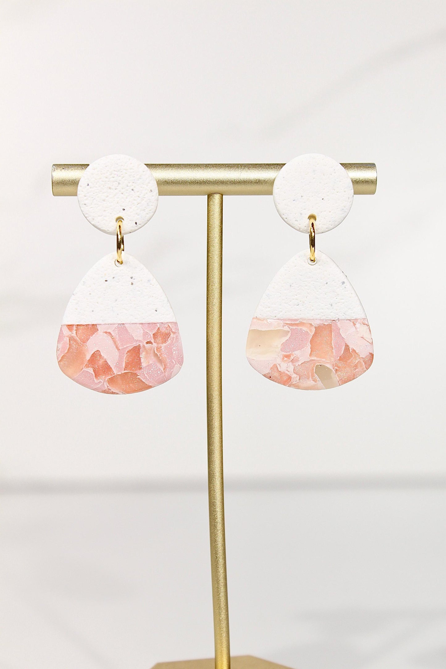 Sorbet Marble Blush Statement Earrings | Handmade Polymer Clay Earrings