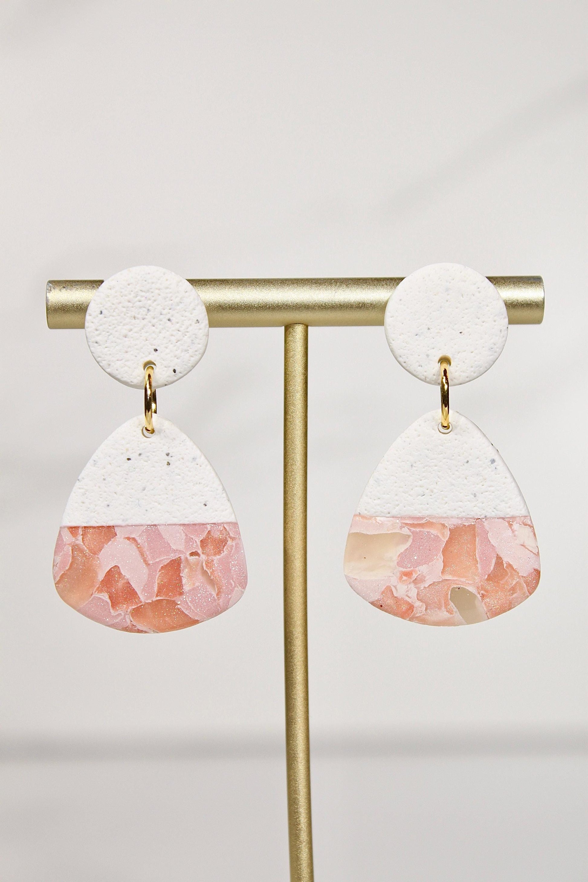Sorbet Marble Blush Statement Earrings | Handmade Polymer Clay Earrings