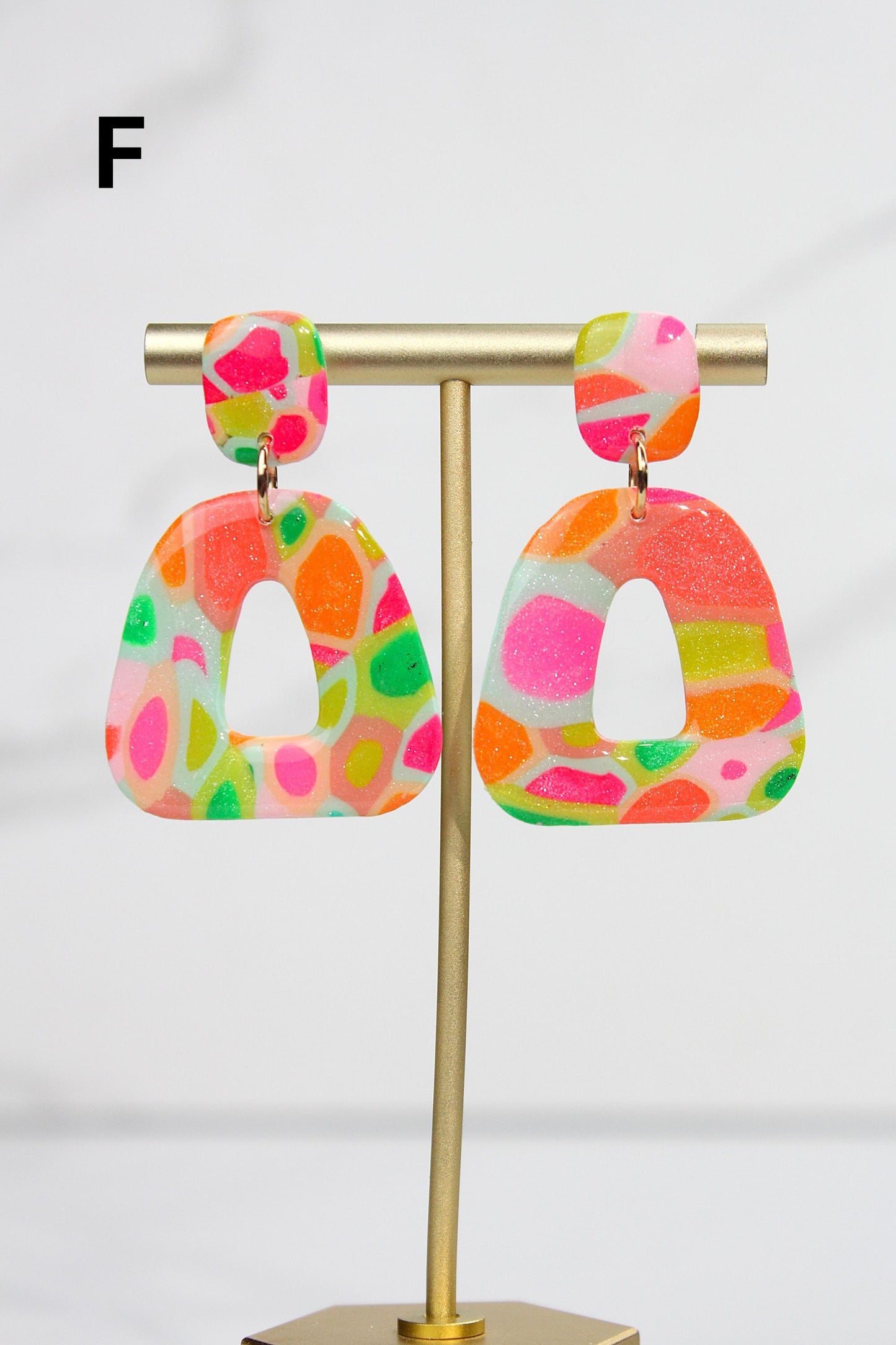 Colorful Terrazzo Statement Earrings, Handmade Polymer Clay Dangles, Lightweight Bold Jewelry