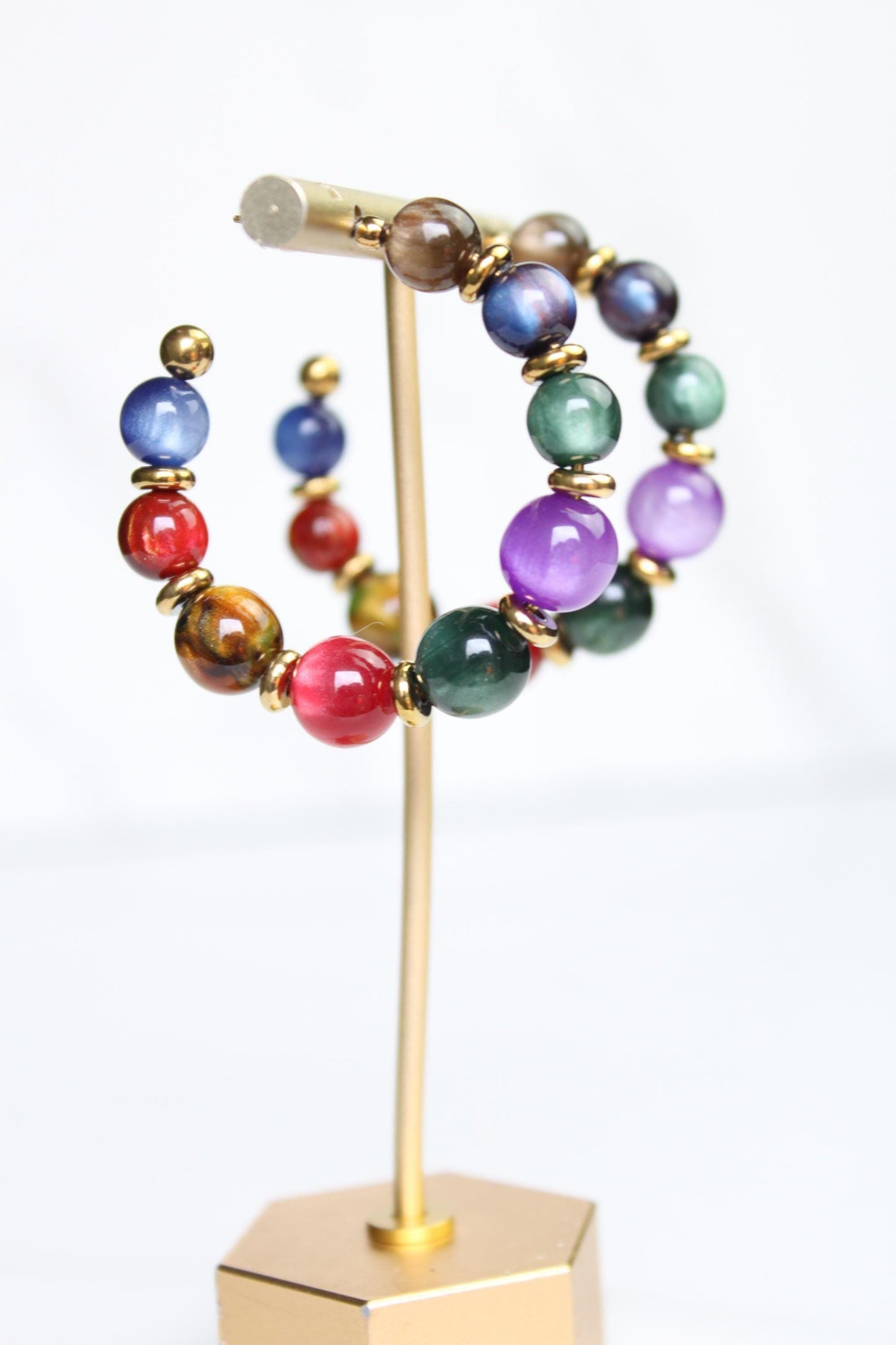 Colorful Beaded Hoop Earrings | Handmade Statement Hoops | Lightweight Bead Jewelry | Fun Everyday Earrings
