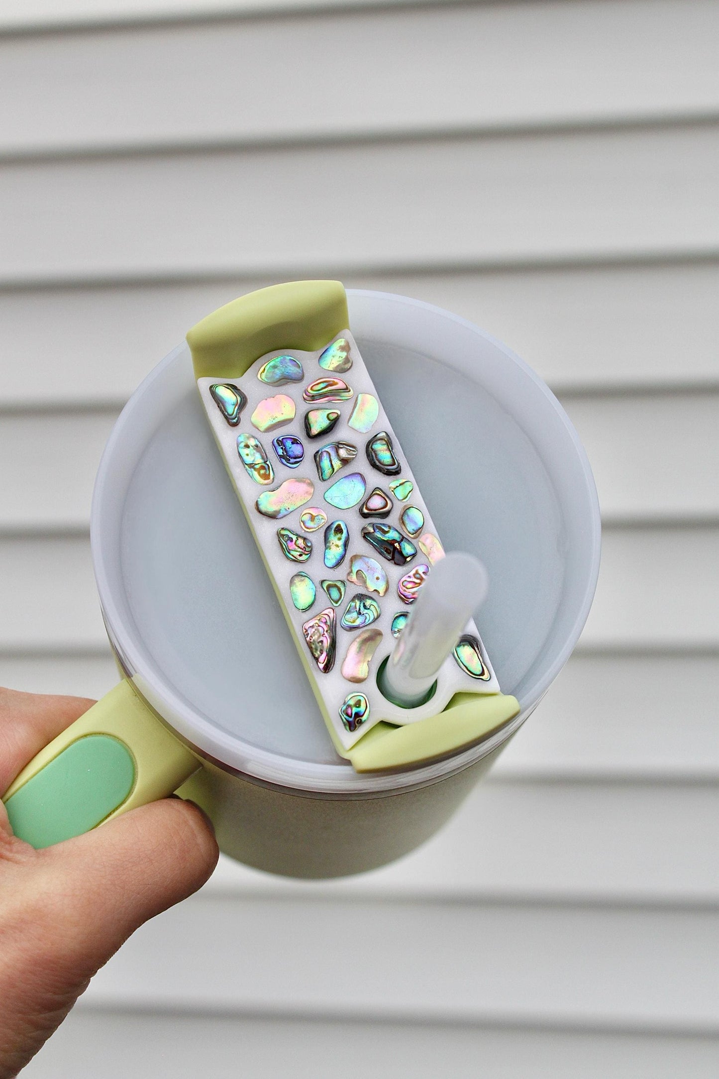 Abalone Shell Stanley Topper for H2.0 Lids - Iridescent Mosaic Tumbler Accessory