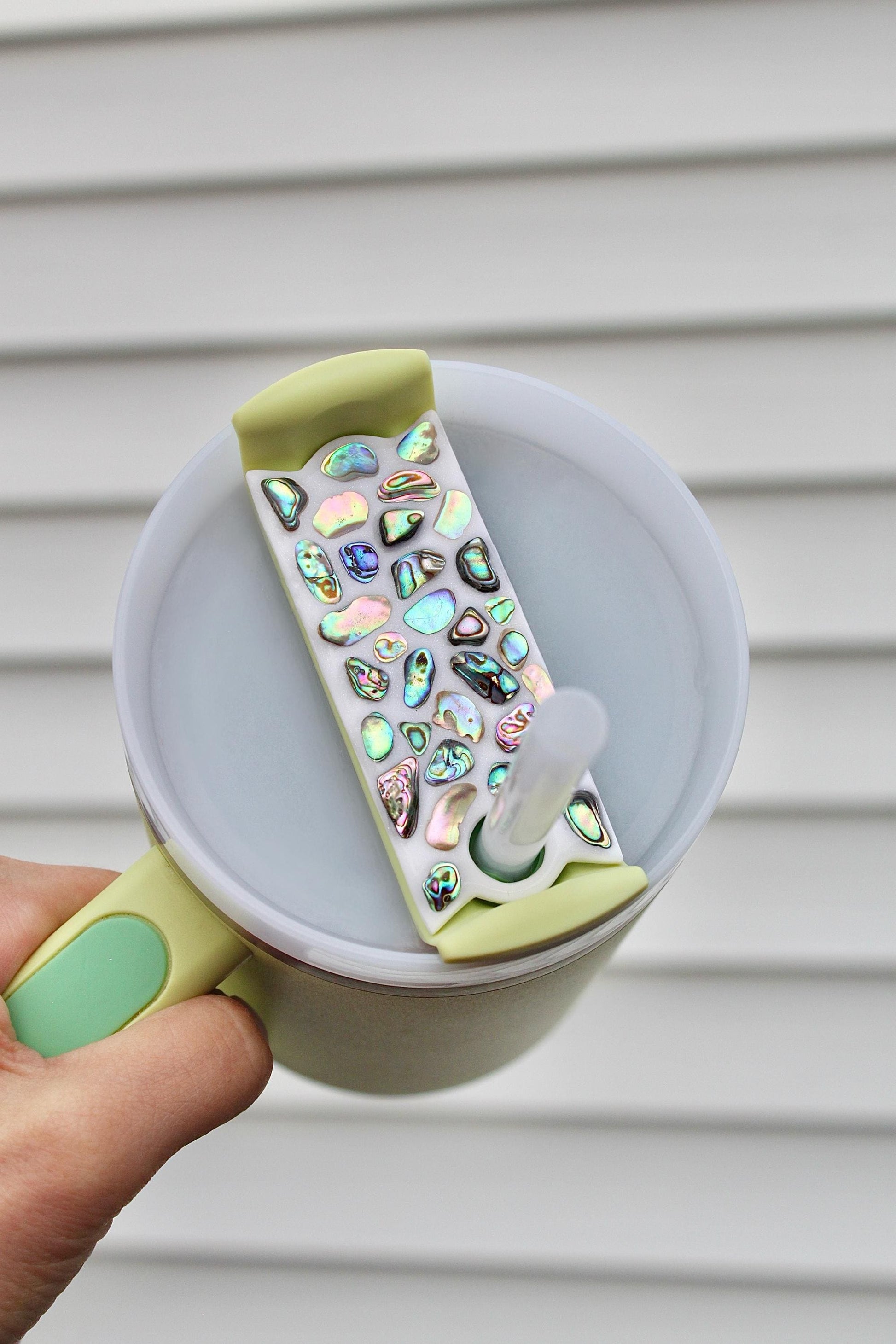 Abalone Shell Stanley Topper for H2.0 Lids - Iridescent Mosaic Tumbler Accessory