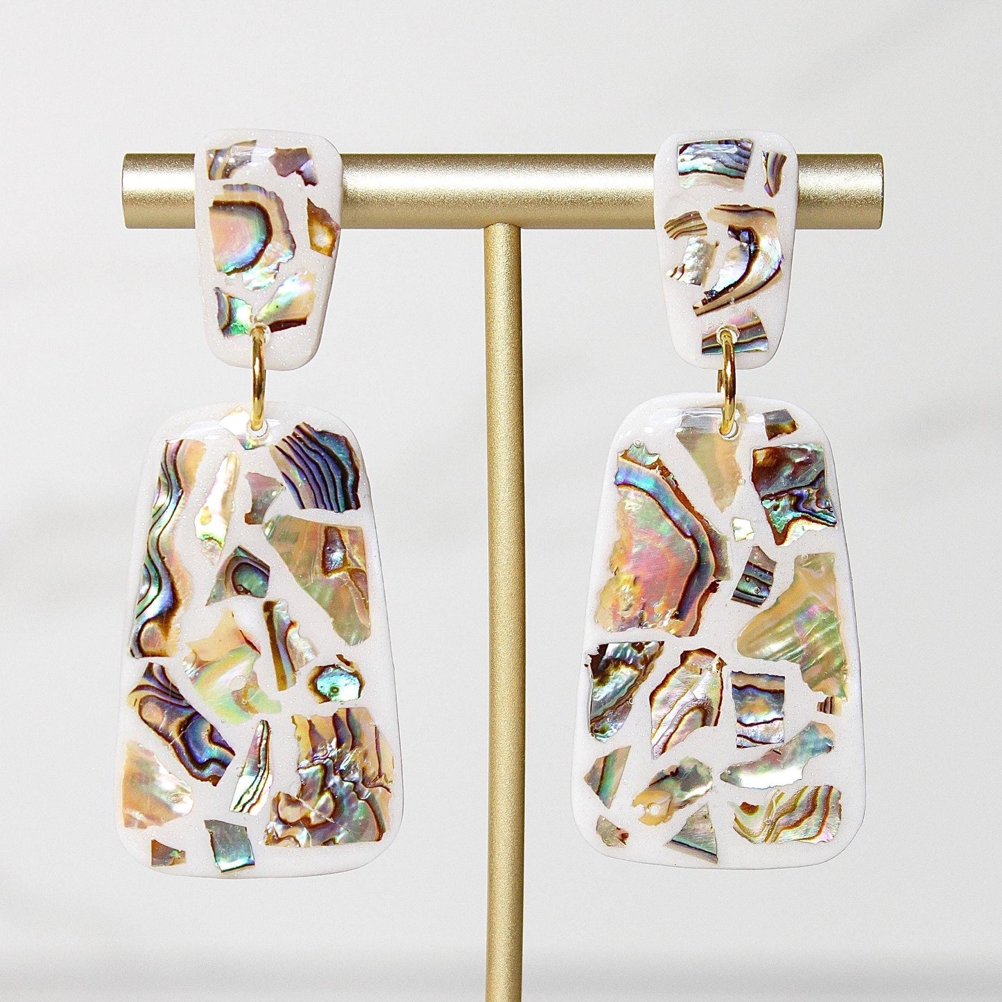 Lumière Drop Earrings | Iridescent Shell Statement Earrings