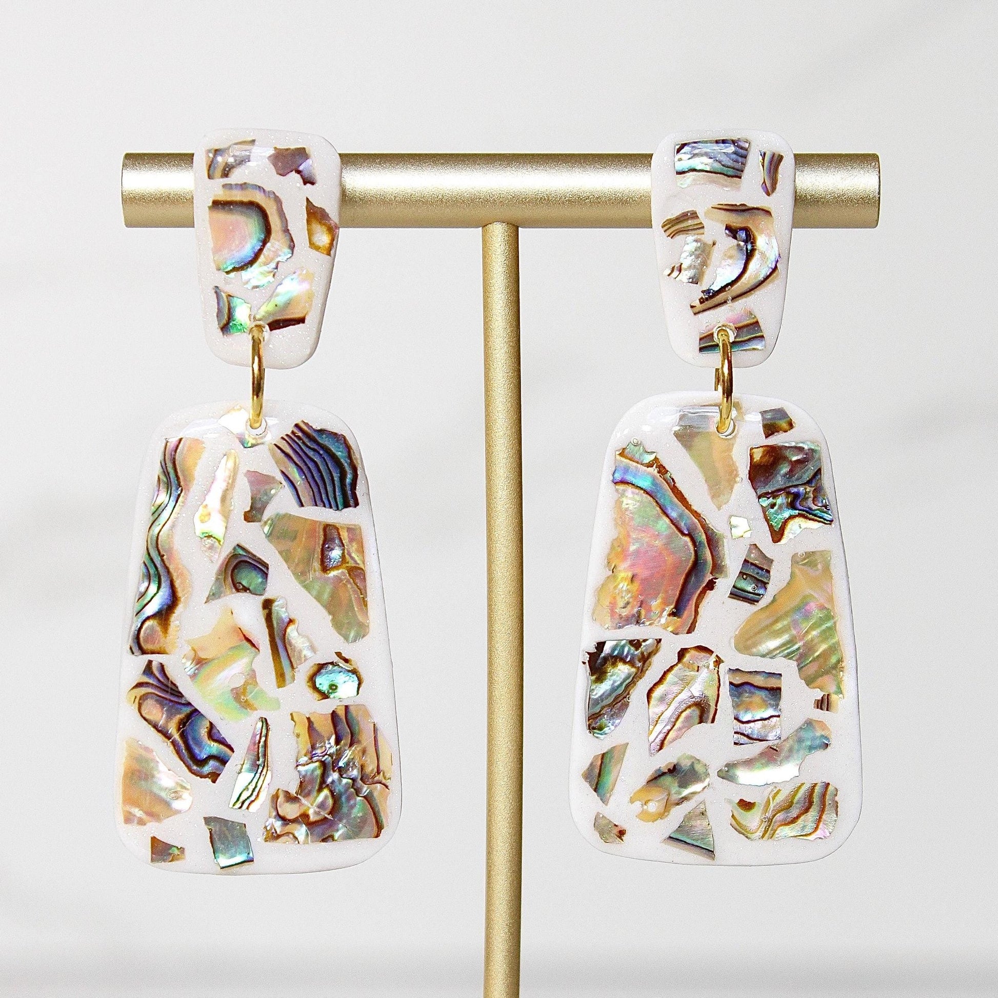 Lumière Drop Earrings | Iridescent Shell Statement Earrings
