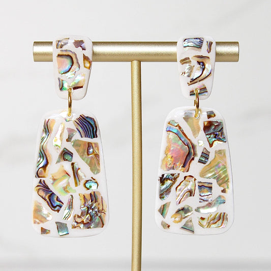 Lumière Drop Earrings | Iridescent Shell Statement Earrings