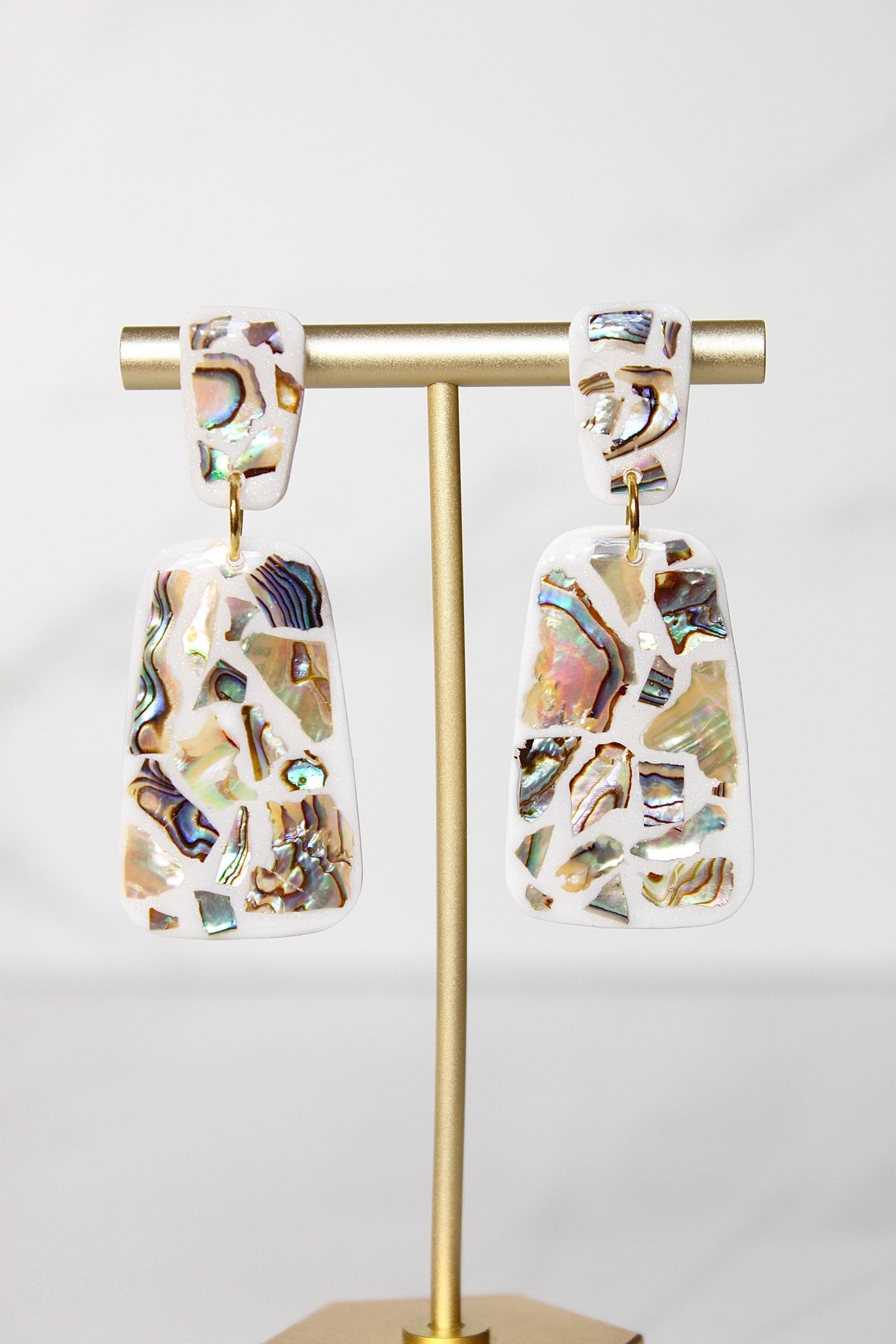 Lumière Drop Earrings | Iridescent Shell Statement Earrings