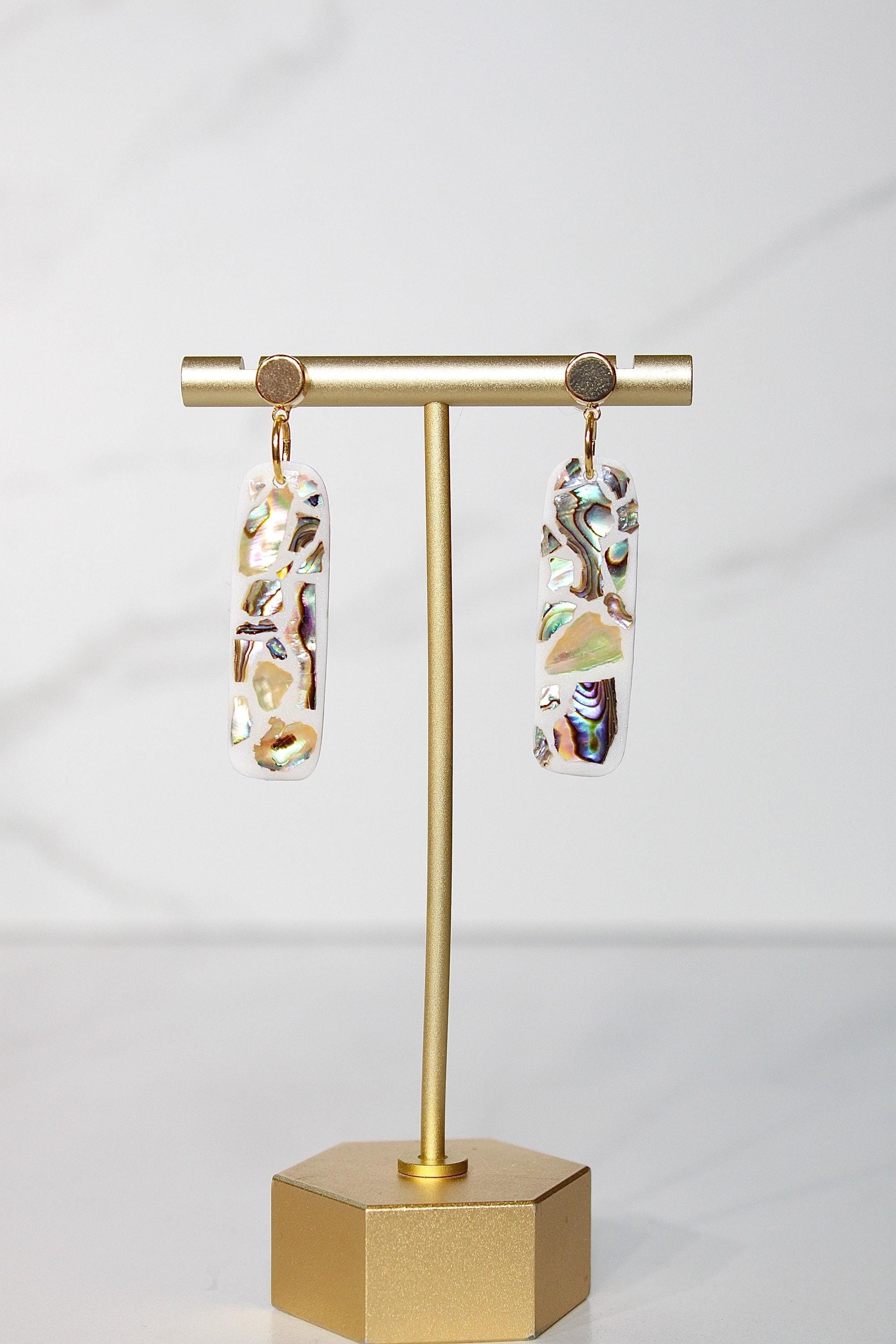 Lumière Drop Earrings | Iridescent Shell Statement Earrings