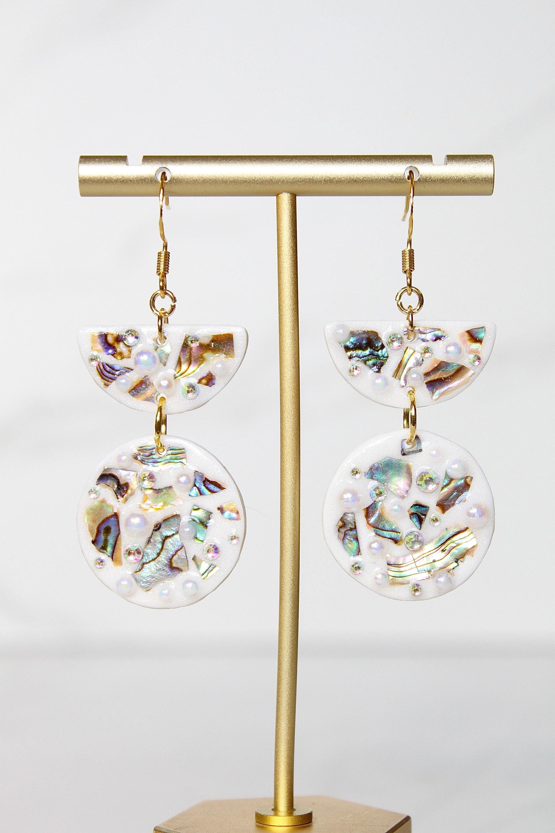 Lumière Drop Earrings | Iridescent Shell Statement Earrings