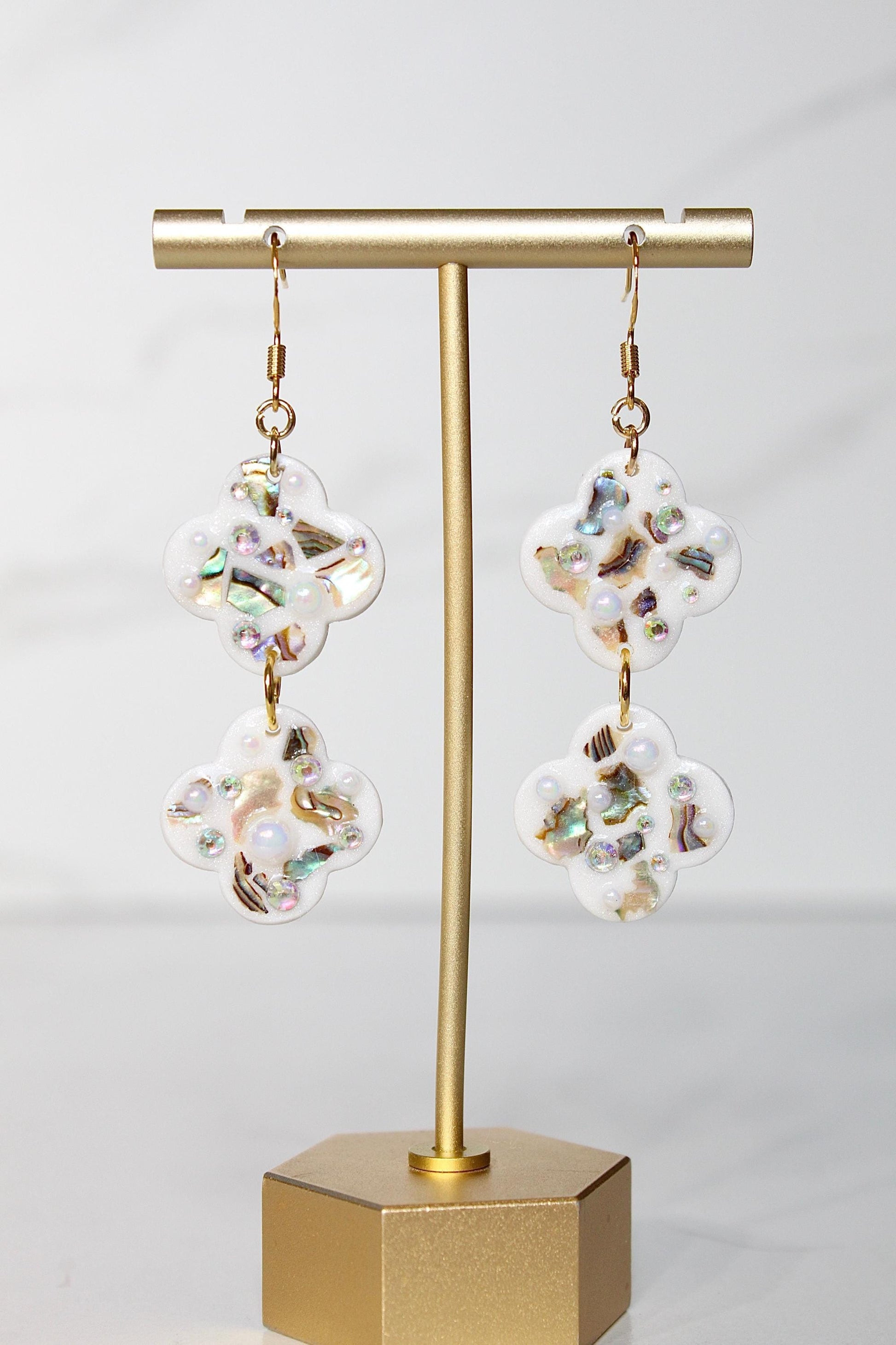 Lumière Drop Earrings | Iridescent Shell Statement Earrings