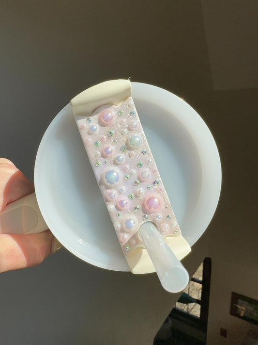 Iridescent Pearl Stanley Topper | Color-Shift Rhinestone Straw Topper for 30oz & 40oz Stanley