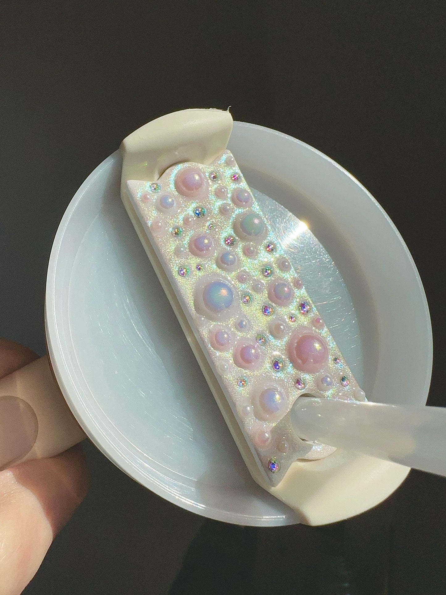 Iridescent Pearl Stanley Topper | Color-Shift Rhinestone Straw Topper for 30oz & 40oz Stanley