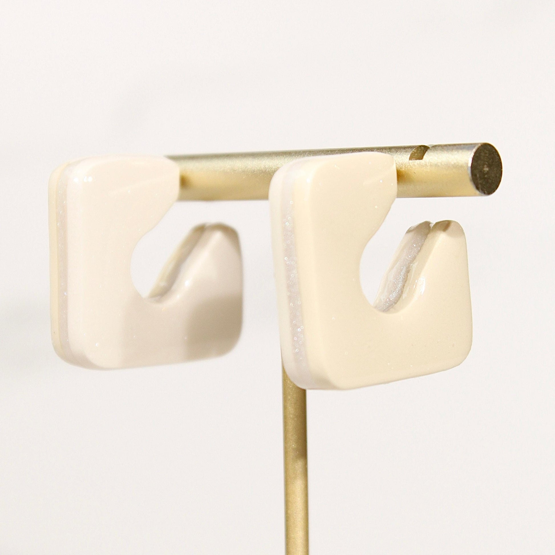 Color Block Hoop Earrings – Vanilla | Handmade Polymer Clay Statement Earrings (Copy)