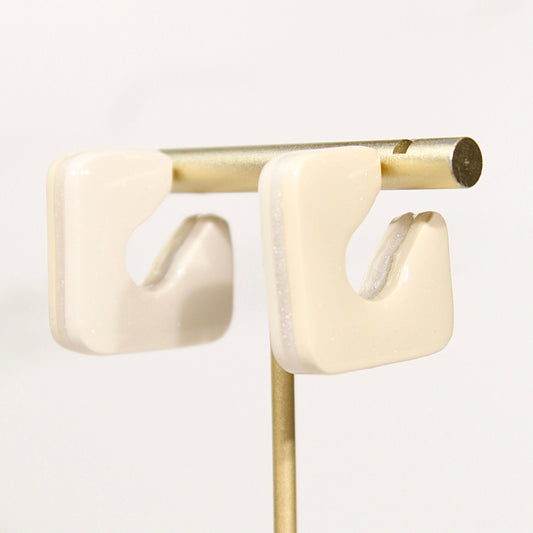 Color Block Hoop Earrings – Vanilla | Handmade Polymer Clay Statement Earrings (Copy)