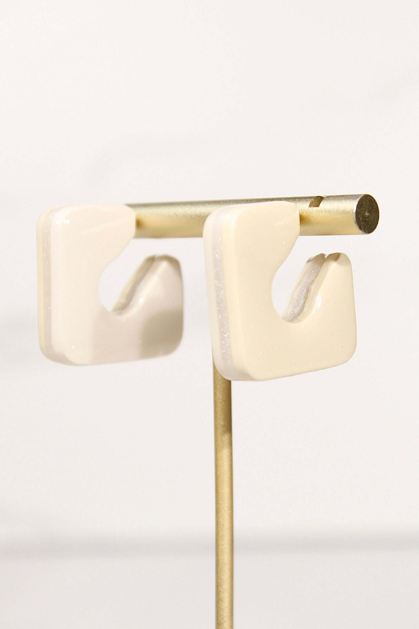 Color Block Hoop Earrings – Vanilla | Handmade Polymer Clay Statement Earrings (Copy)
