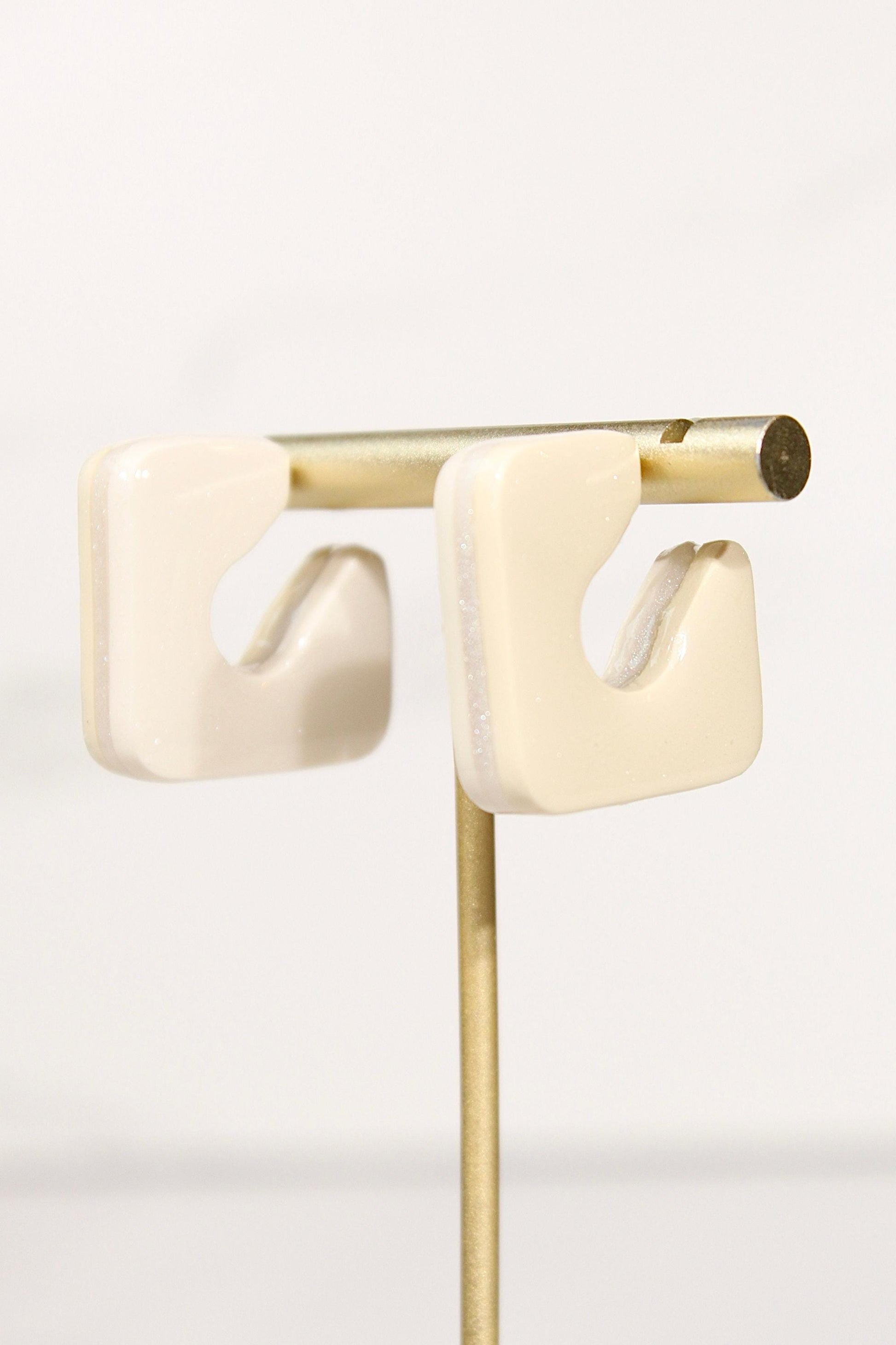Color Block Hoop Earrings – Vanilla | Handmade Polymer Clay Statement Earrings (Copy)