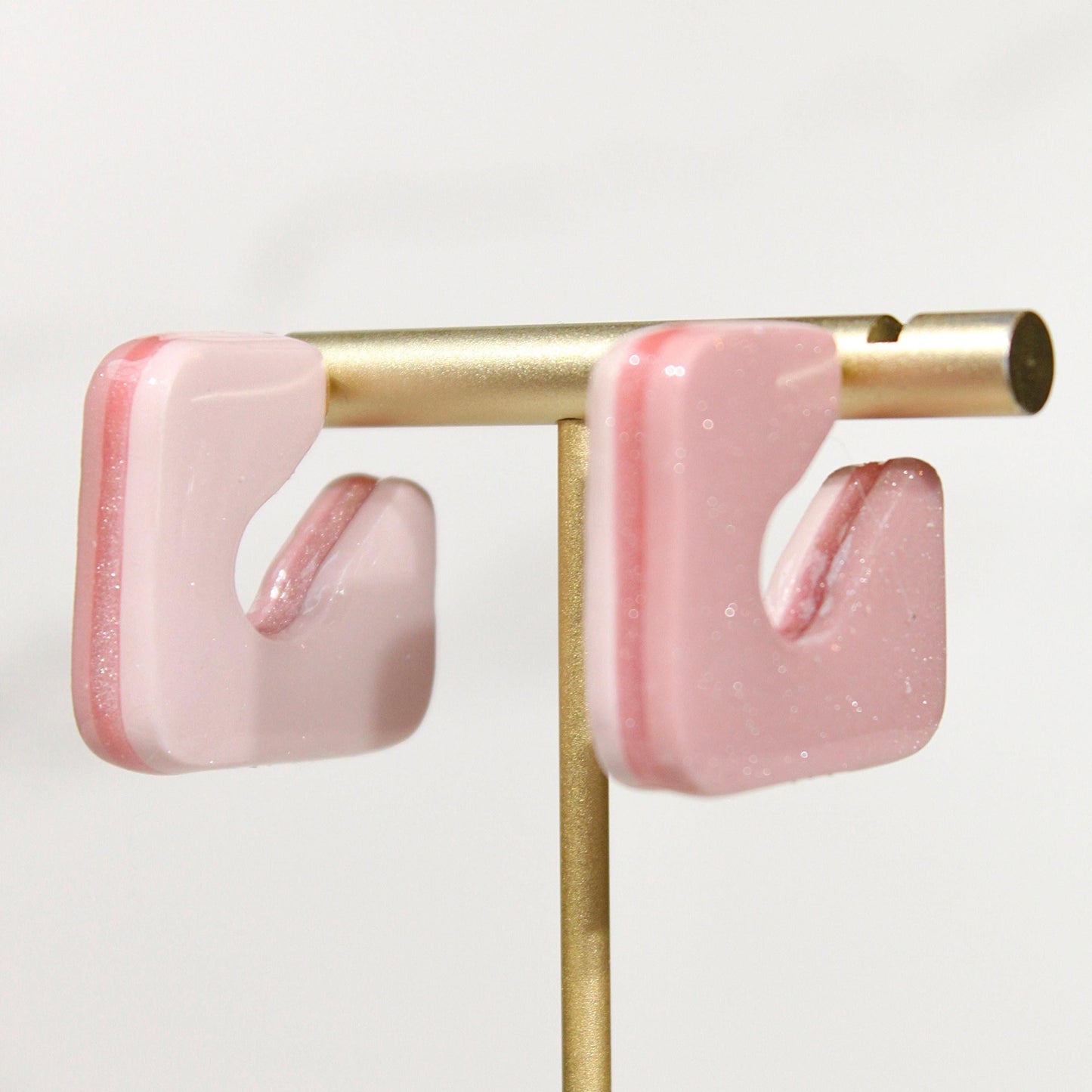 Color Block Hoop Earrings – Blush | Handmade Polymer Clay Statement Earrings