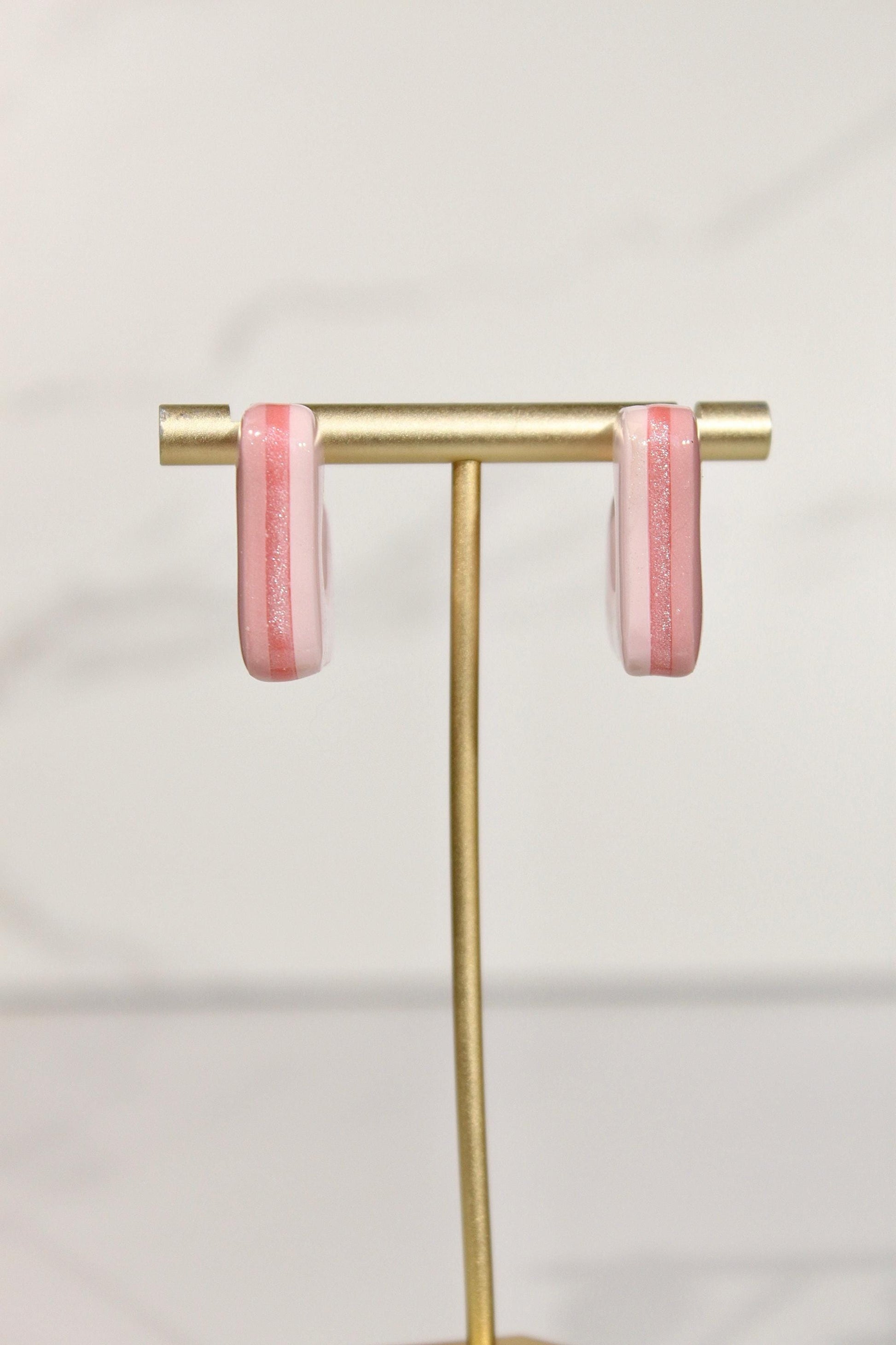 Color Block Hoop Earrings – Blush | Handmade Polymer Clay Statement Earrings