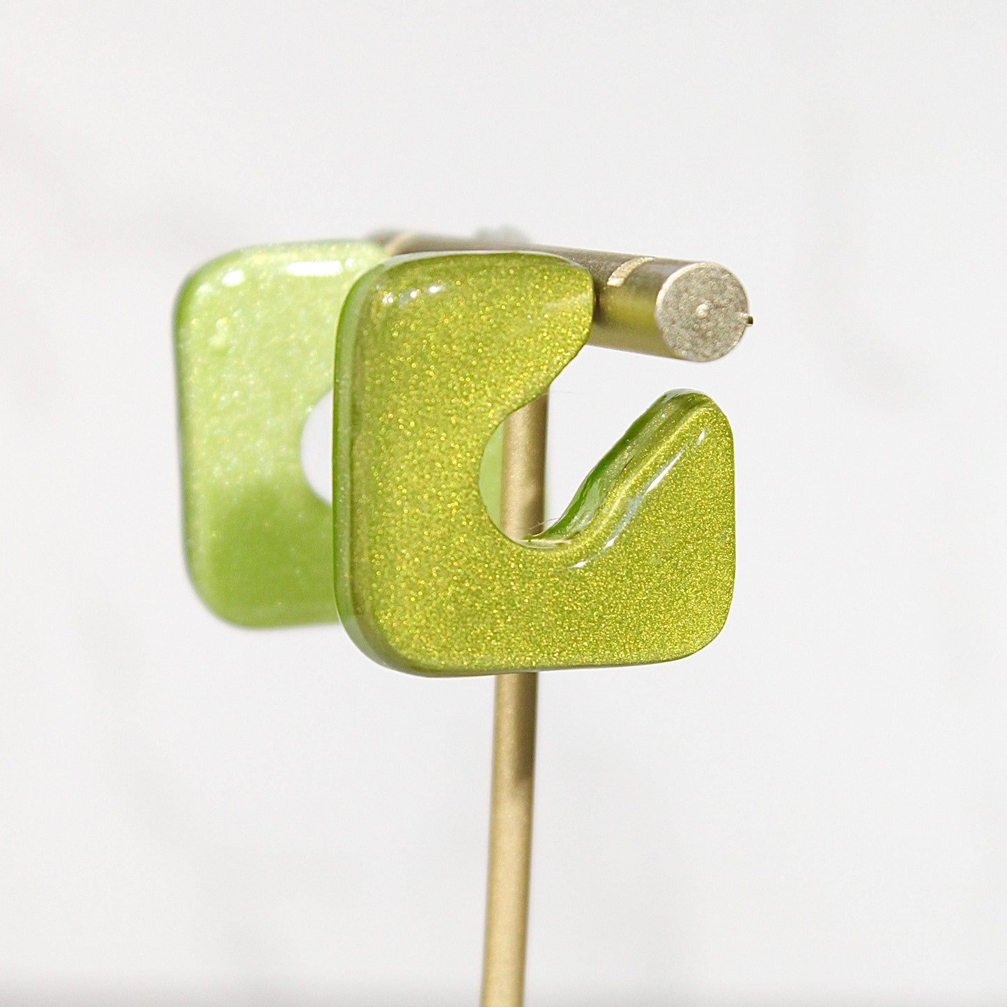 Color Block Hoop Earrings – Olive | Handmade Polymer Clay Statement Earrings