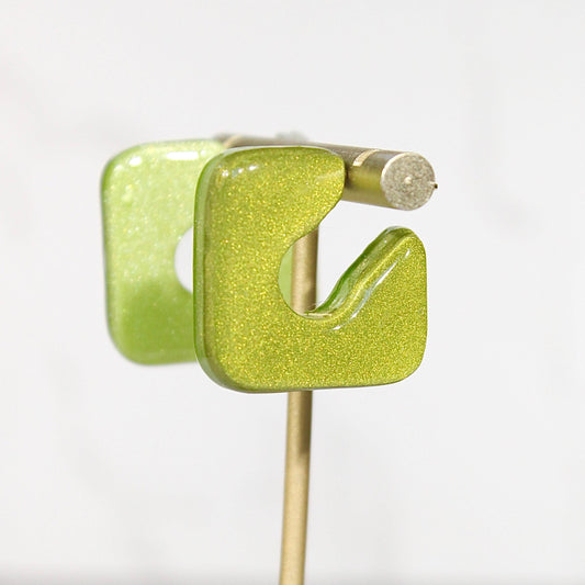 Color Block Hoop Earrings – Olive | Handmade Polymer Clay Statement Earrings