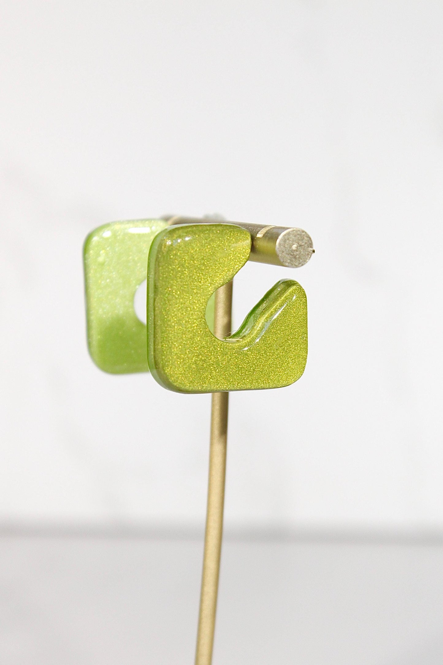 Color Block Hoop Earrings – Olive | Handmade Polymer Clay Statement Earrings
