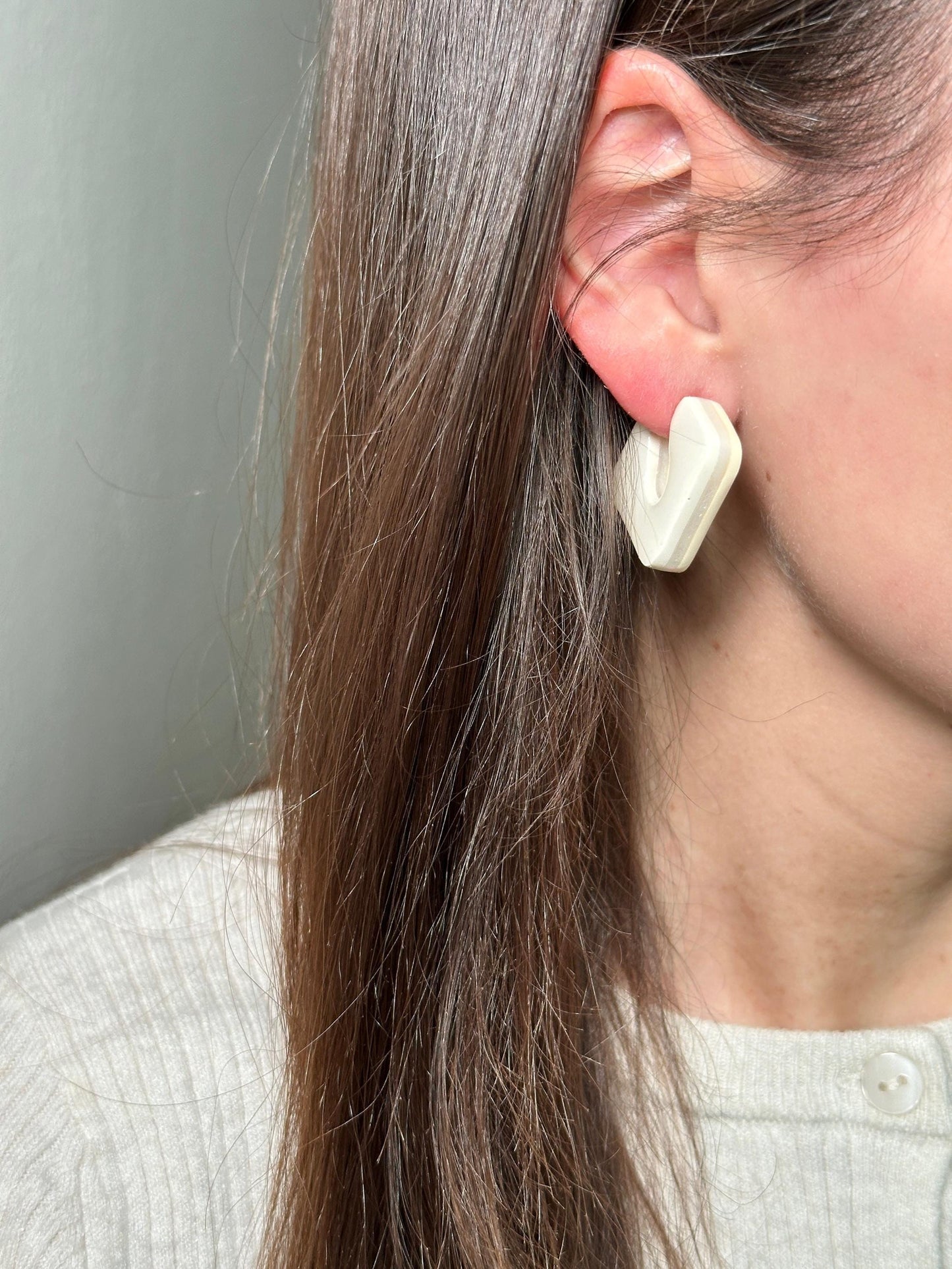 Color Block Hoop Earrings – Vanilla | Handmade Polymer Clay Statement Earrings (Copy)