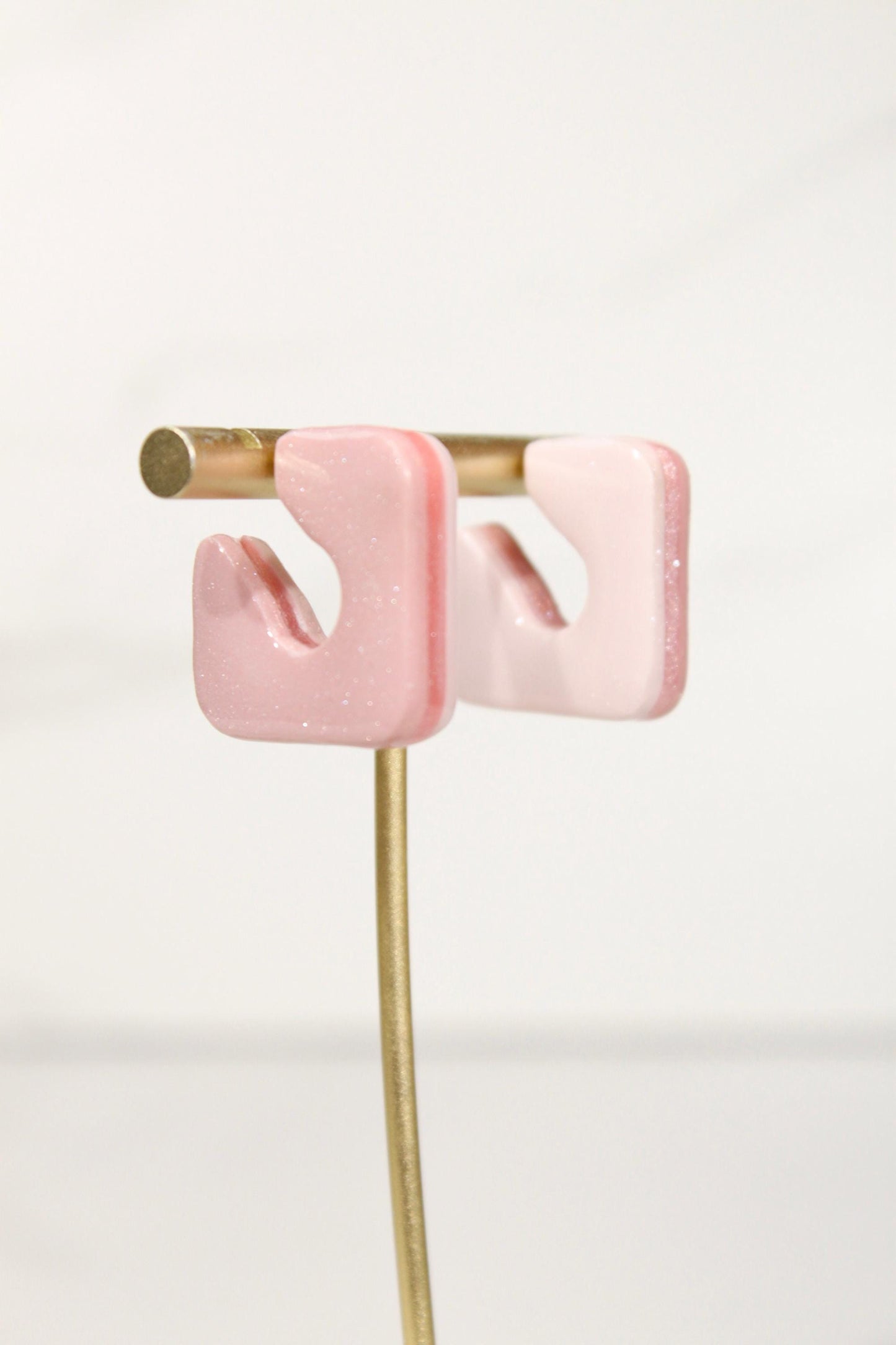Color Block Hoop Earrings – Blush | Handmade Polymer Clay Statement Earrings