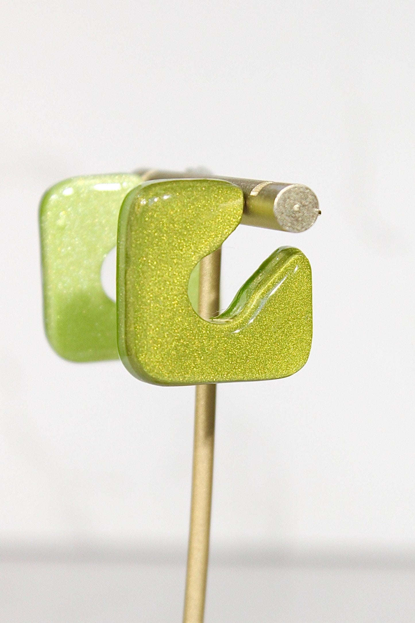 Color Block Hoop Earrings – Olive | Handmade Polymer Clay Statement Earrings