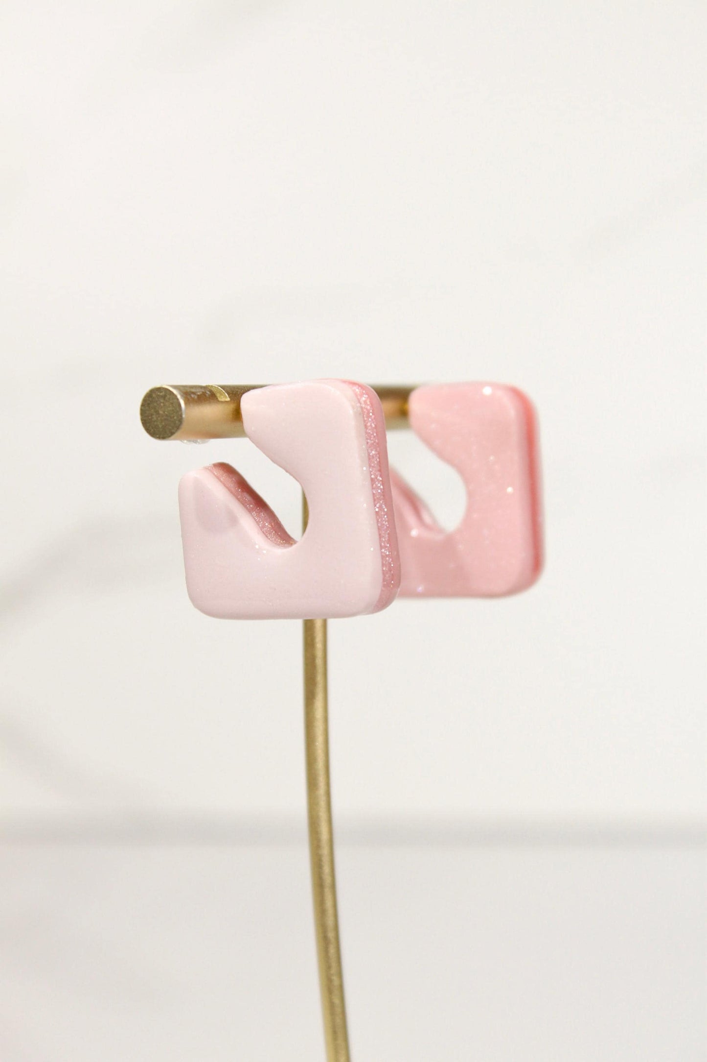 Color Block Hoop Earrings – Blush | Handmade Polymer Clay Statement Earrings