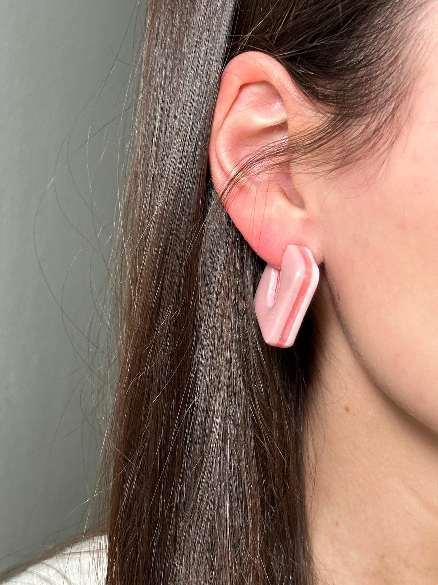 Color Block Hoop Earrings – Blush | Handmade Polymer Clay Statement Earrings