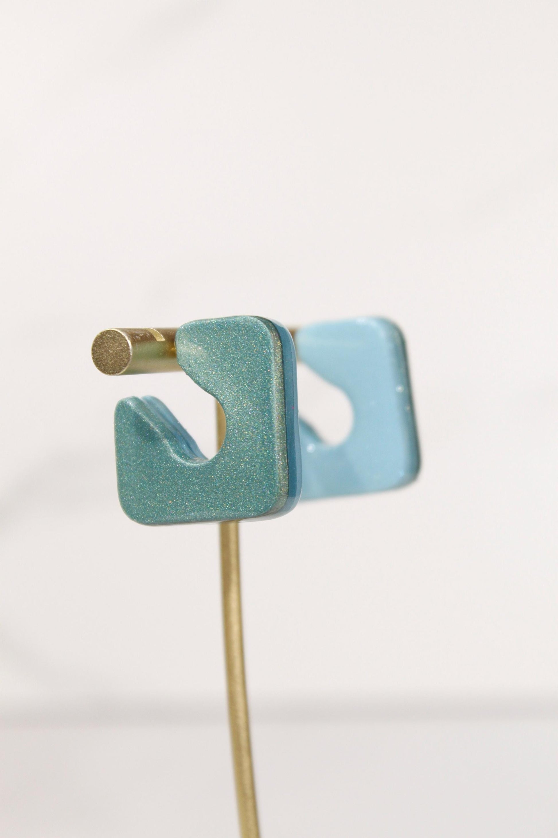 Color Block Hoop Earrings – Turquoise | Handmade Polymer Clay Statement Hoops