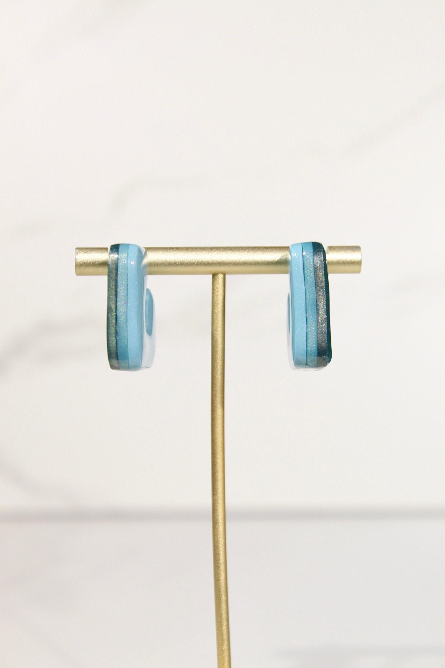 Color Block Hoop Earrings – Turquoise | Handmade Polymer Clay Statement Hoops