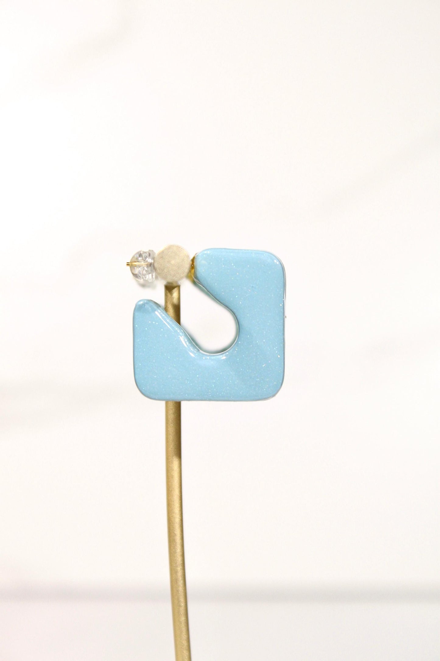 Color Block Hoop Earrings – Turquoise | Handmade Polymer Clay Statement Hoops