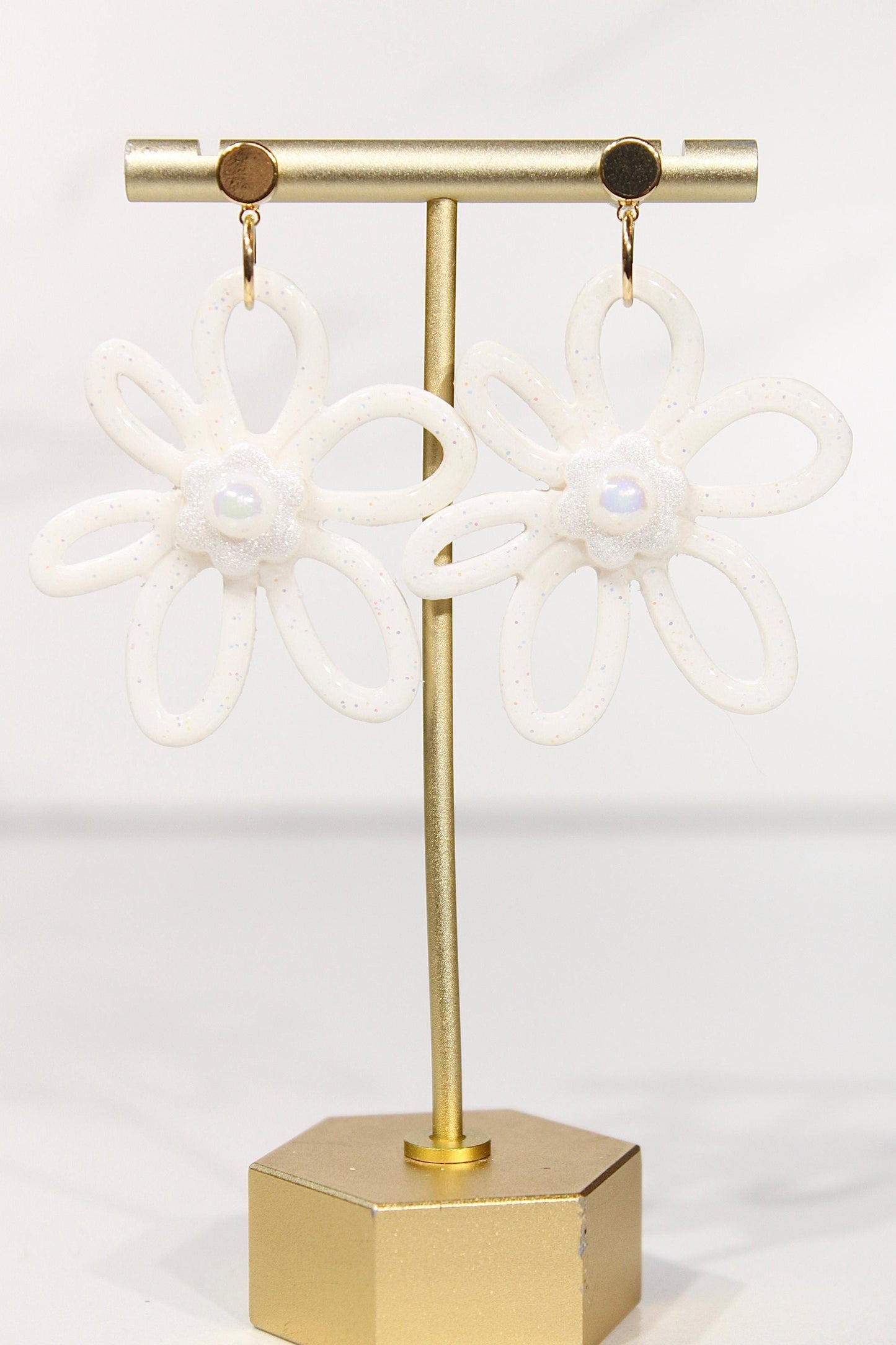Whimsy Bloom Pearl Flower Statement Earrings | Handmade Polymer Clay Earrings