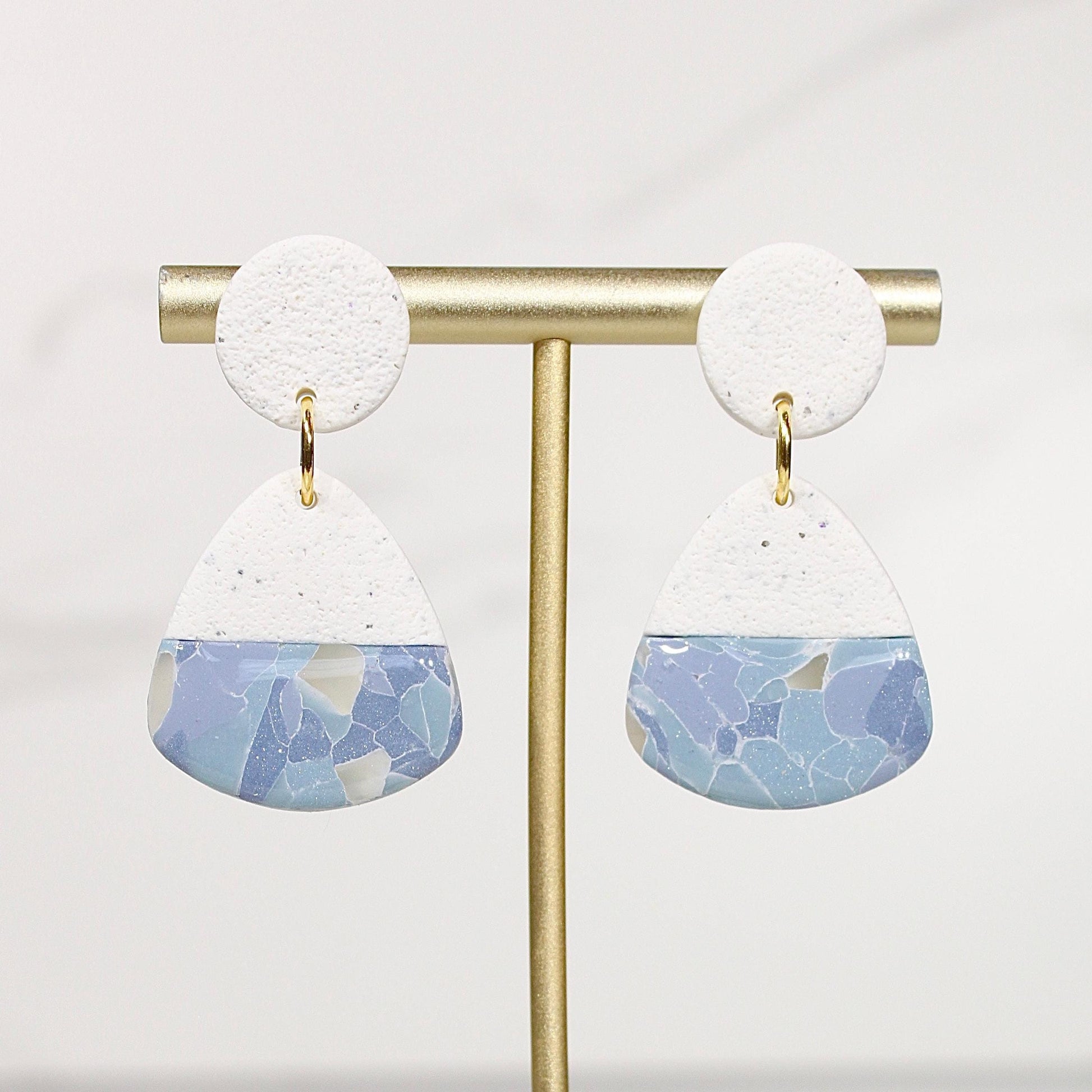 Sorbet Marble Denim Statement Earrings | Handmade Polymer Clay Earrings