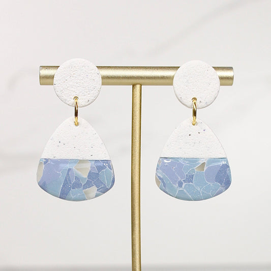 Sorbet Marble Denim Statement Earrings | Handmade Polymer Clay Earrings