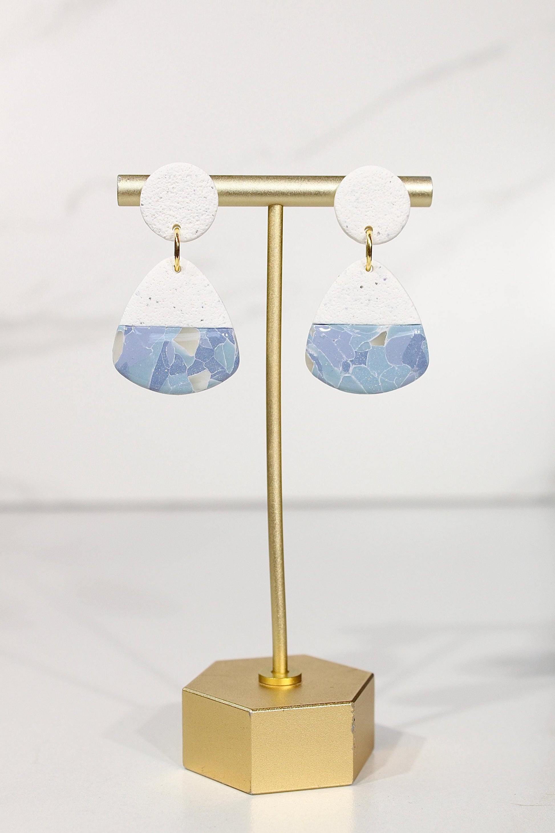Sorbet Marble Denim Statement Earrings | Handmade Polymer Clay Earrings