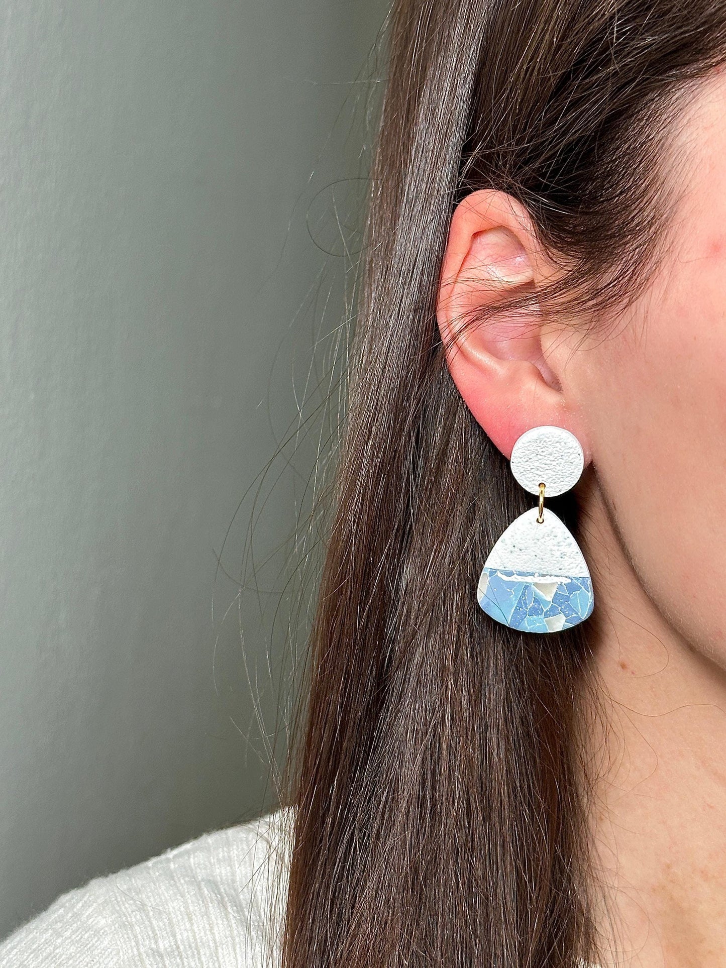 Sorbet Marble Denim Statement Earrings | Handmade Polymer Clay Earrings