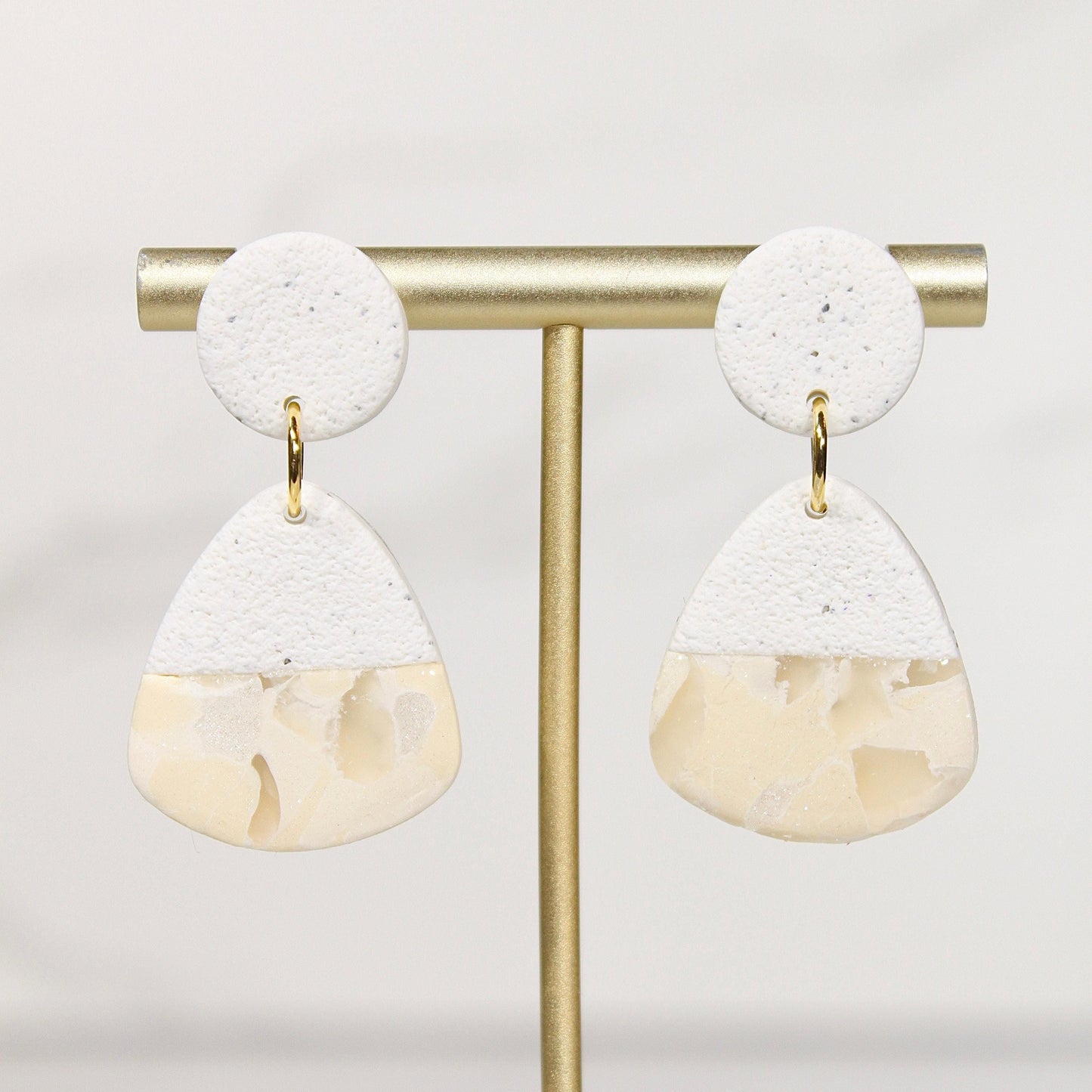 Sorbet Marble Vanilla Statement Earrings | Handmade Polymer Clay Earrings
