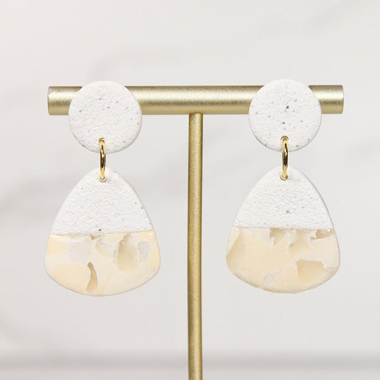 Sorbet Marble Vanilla Statement Earrings | Handmade Polymer Clay Earrings